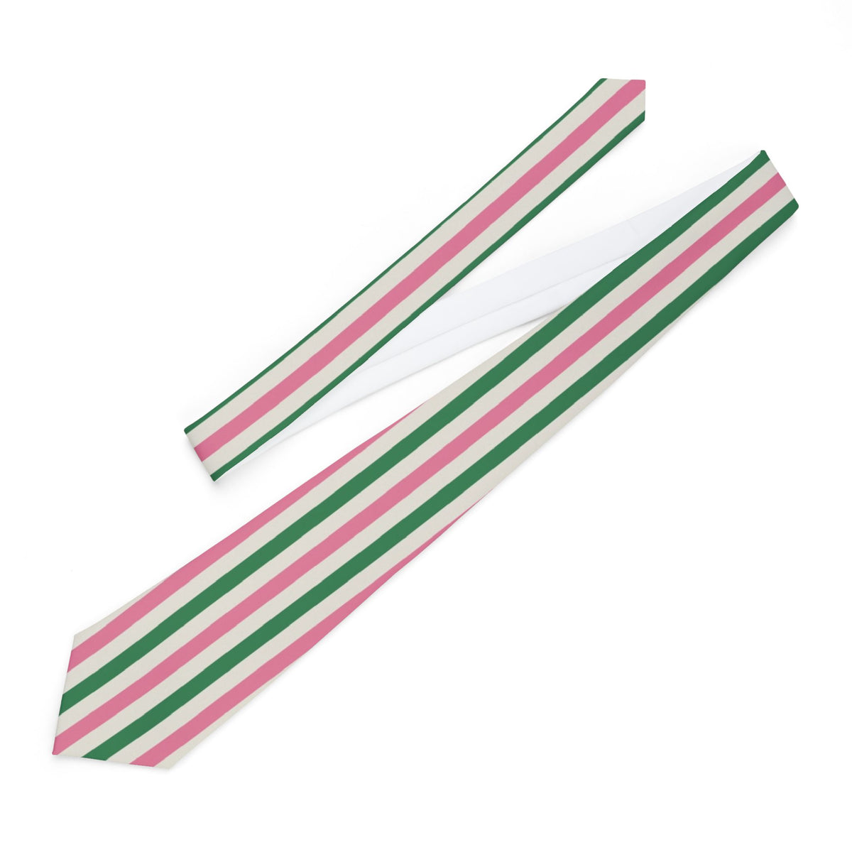 Isenburg Satin Edition - Pink & Green Cabana Stripe Tie