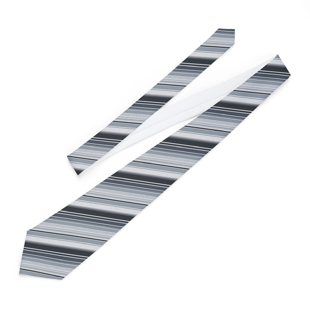 Kinsky Satin Edition - Charcoal & Silver Satin Stripe Tie