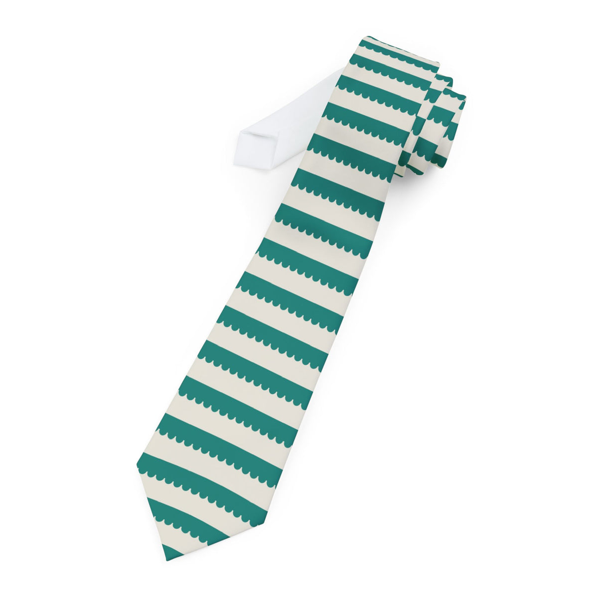 Rosenhane Satin Edition - Teal & Ivory Awning Stripe Tie