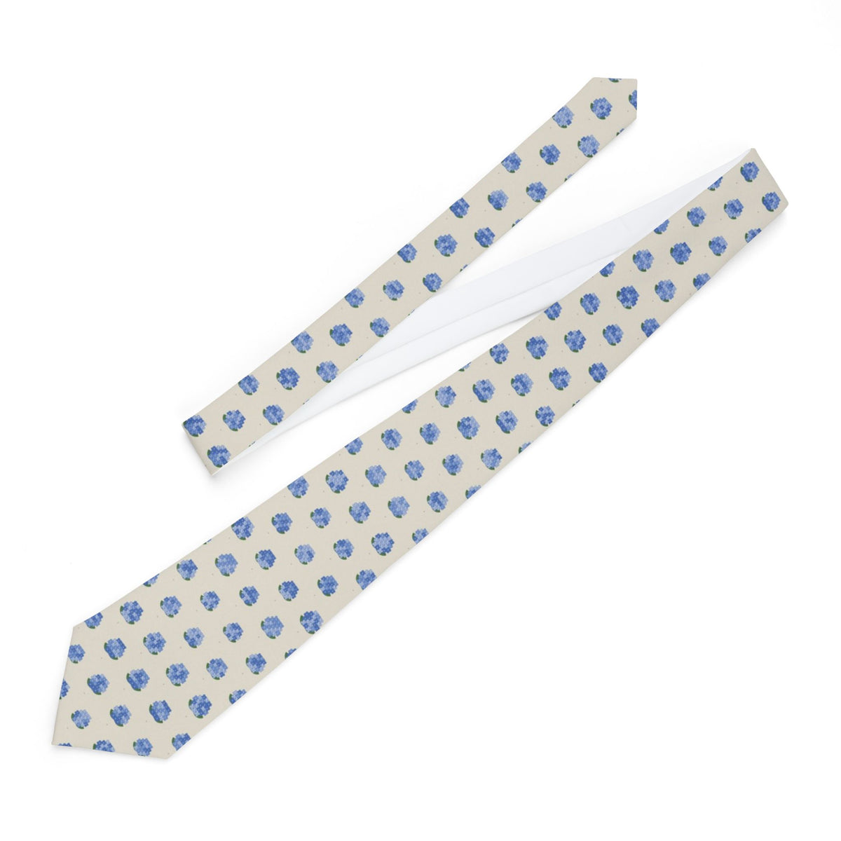 Lynden Satin Edition - Cream & Blue Hydrangea Tie
