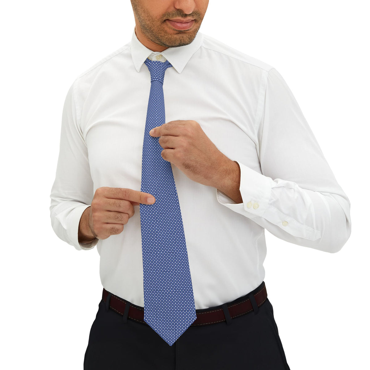 Pallavicino Satin Edition - Light Blue Micro Check Tie