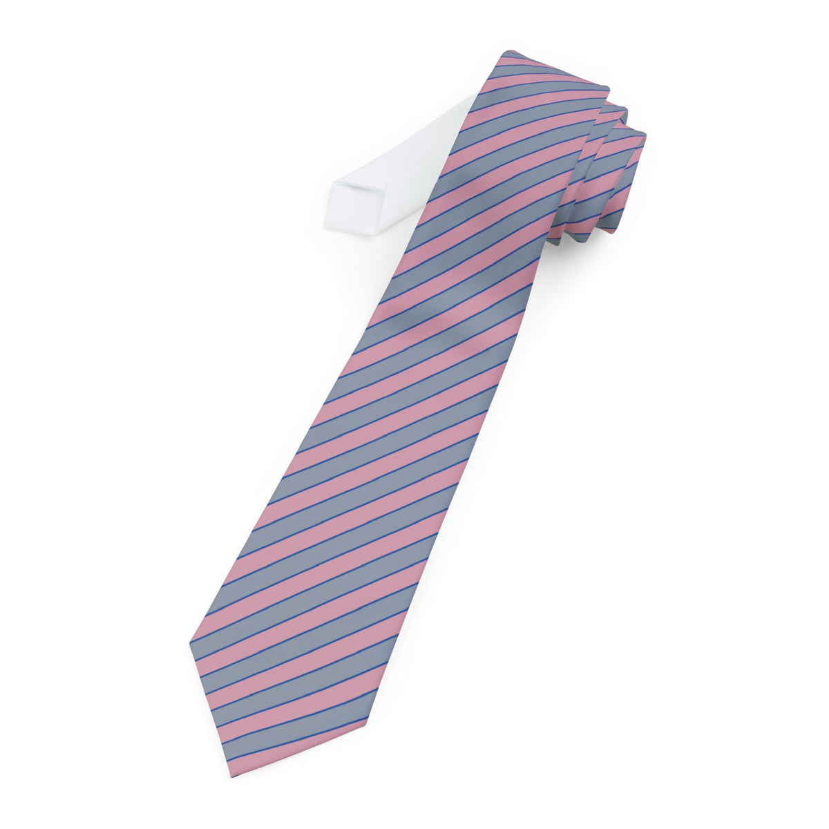 Talleyrand Satin Edition - Grey & Pink Regimental Stripe Tie