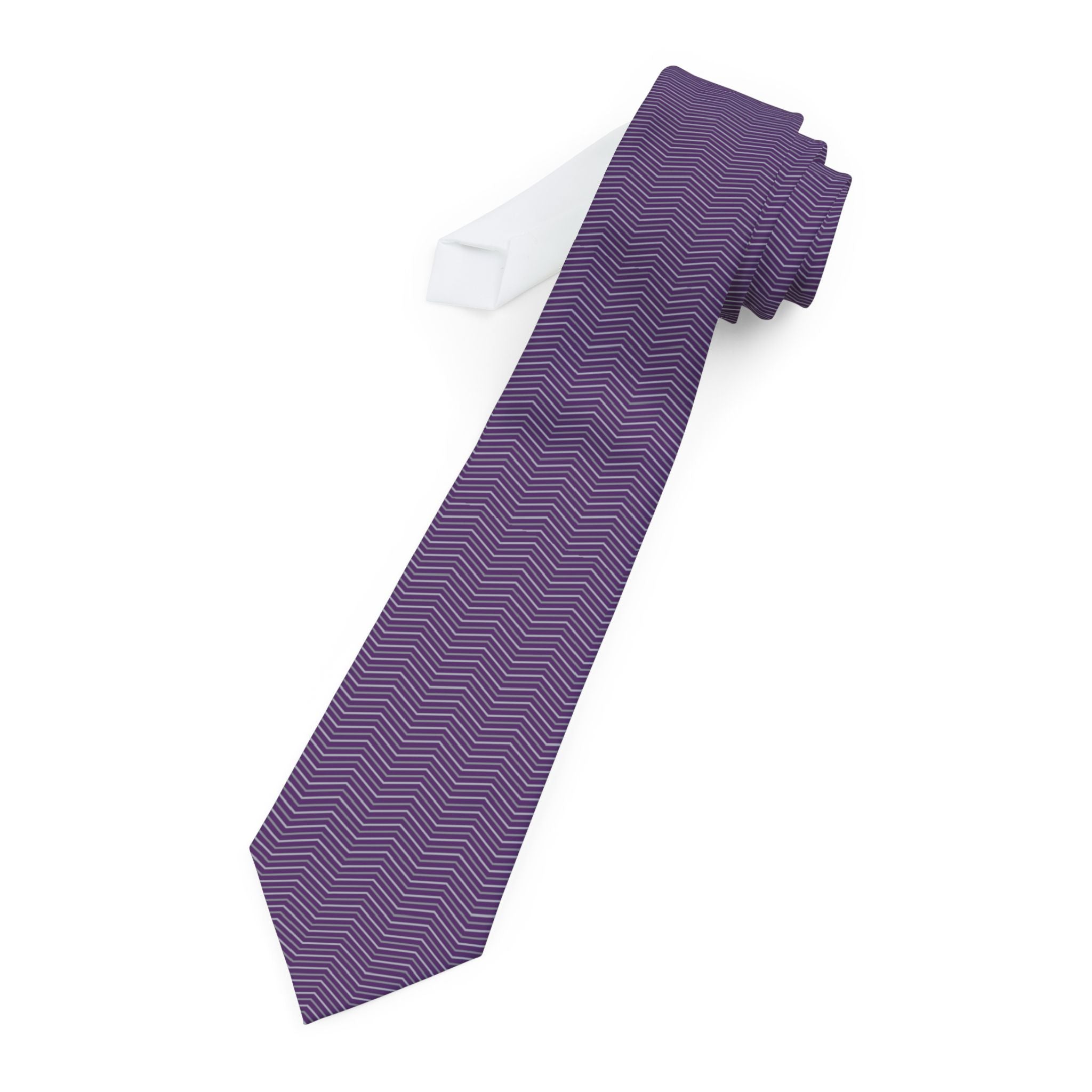 Cogne Talisman Tie - Purple Silver Chevron