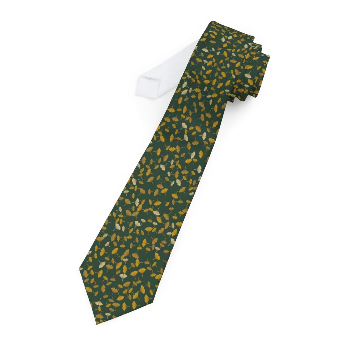 Buchwald Satin Edition - Green & Gold Ginkgo Leaf Tie