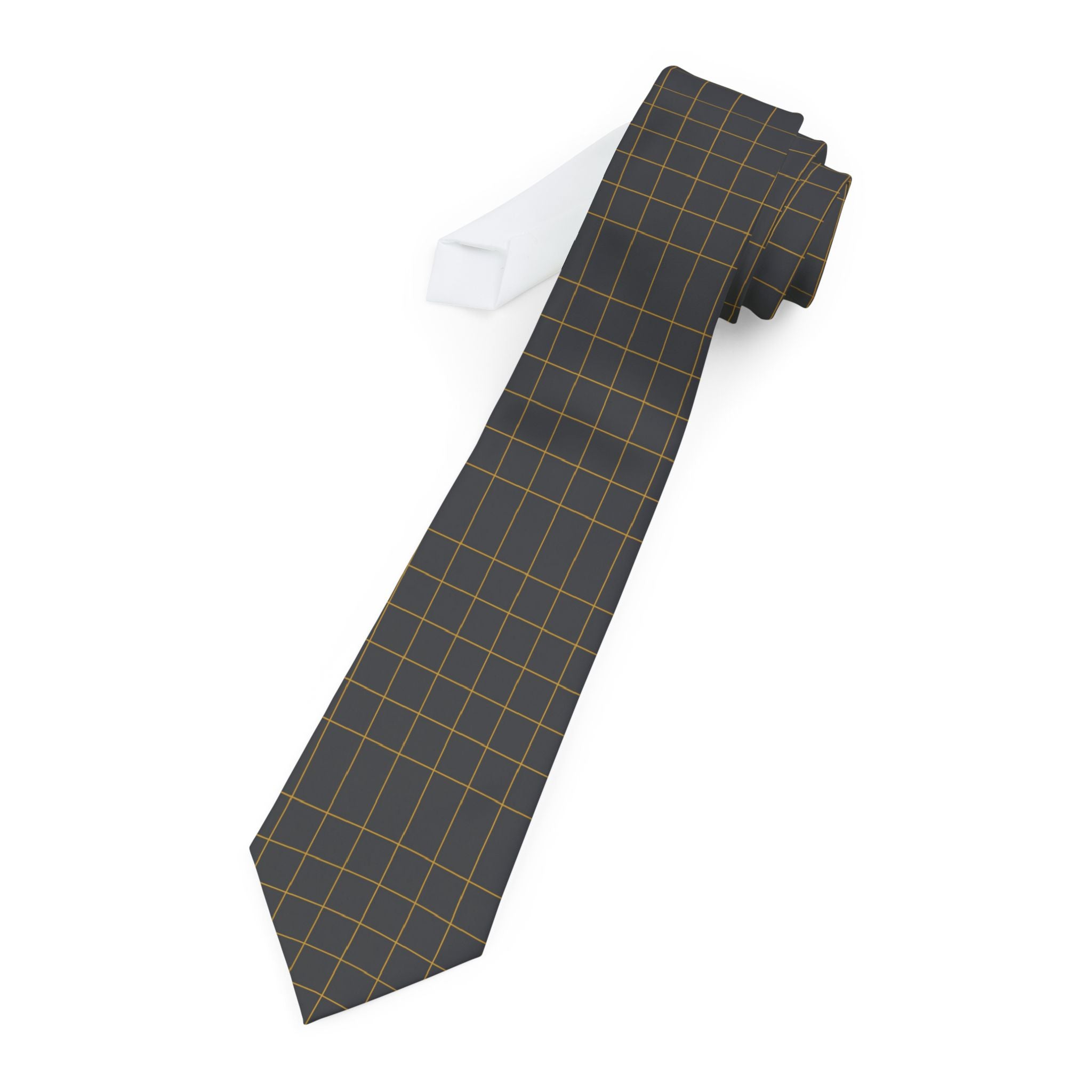 Brusson Talisman Tie - Charcoal Gold Windowpane
