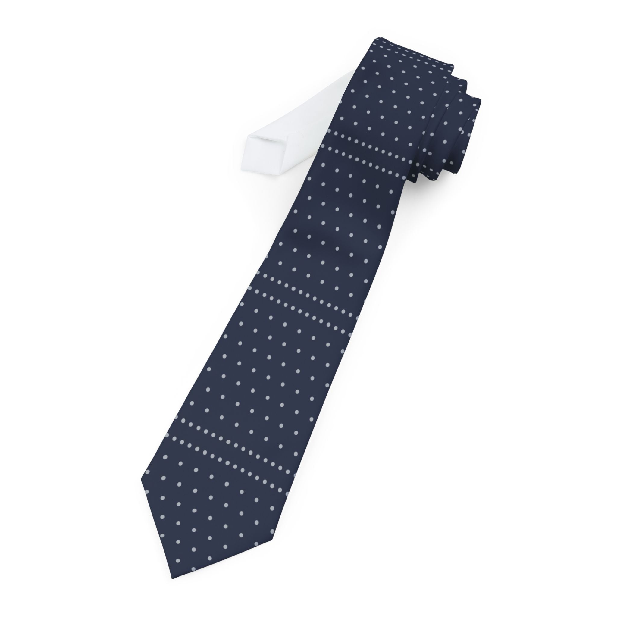 Ile Talisman Tie - Navy Silver Polka Dot