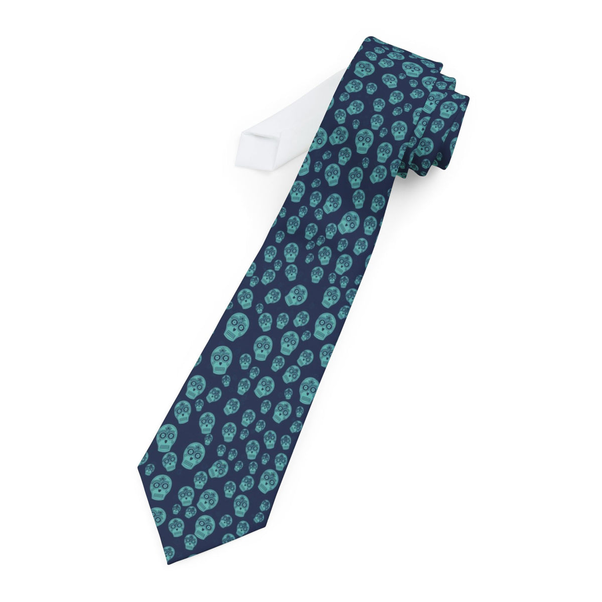 Krag Satin Edition - Navy & Turquoise Sugar Skull Tie