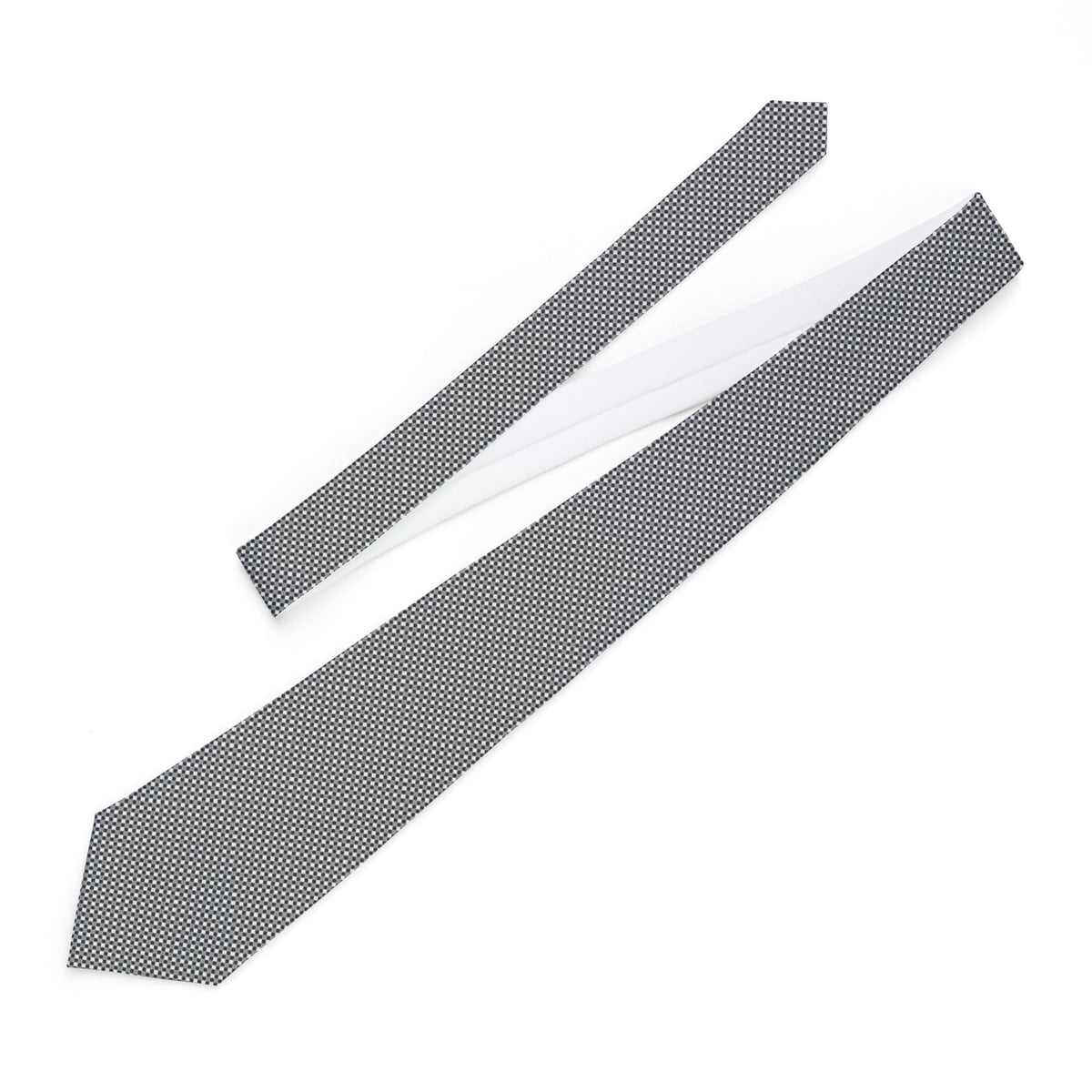 Pallavicino Satin Edition - White & Black Micro Check Tie – view 2