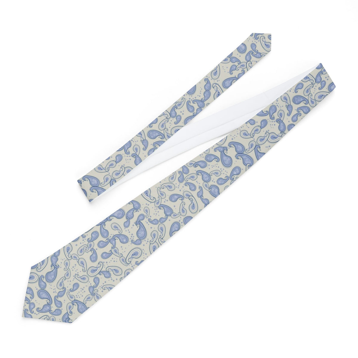 Urne Satin Edition - Ivory & Blue Outline Paisley Tie