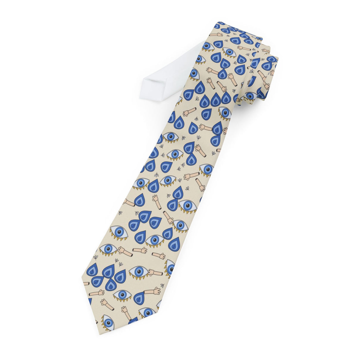 de Gontaut Satin Edition - Cream & Cobalt Abstract Tie