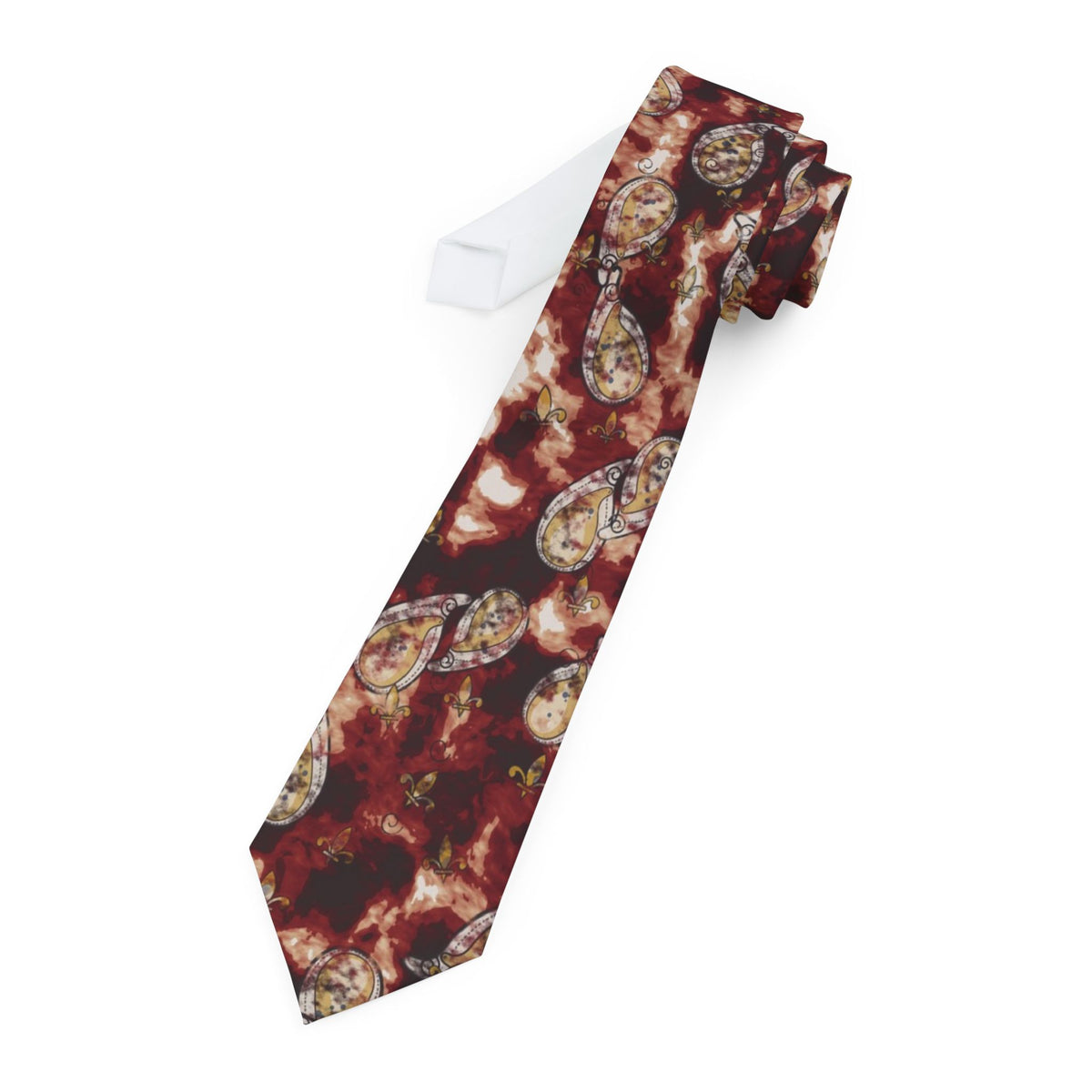 Borromeo Satin Edition - Crimson & Cream Watercolour Paisley Tie