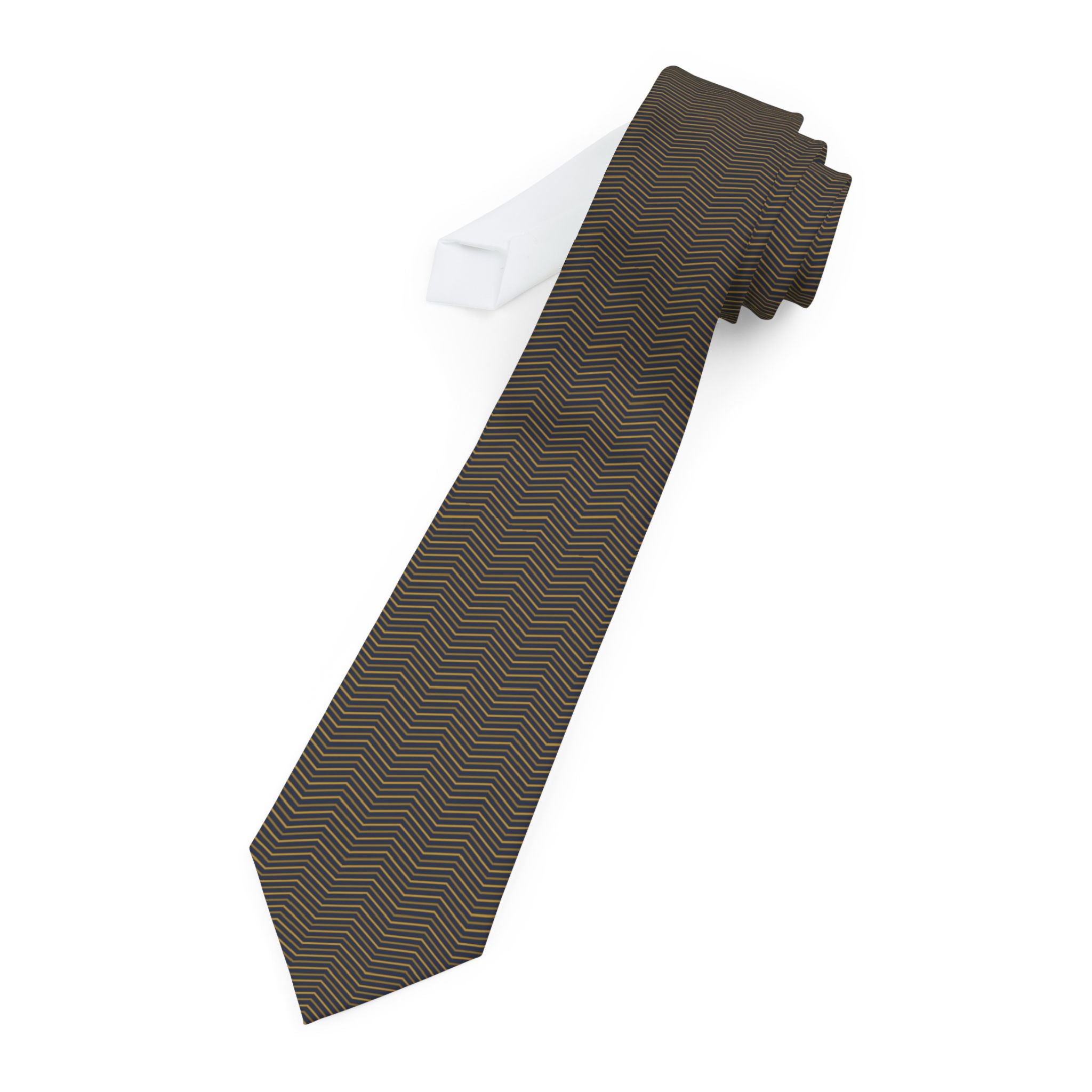 Courmayeur Talisman Tie - Navy Gold Chevron