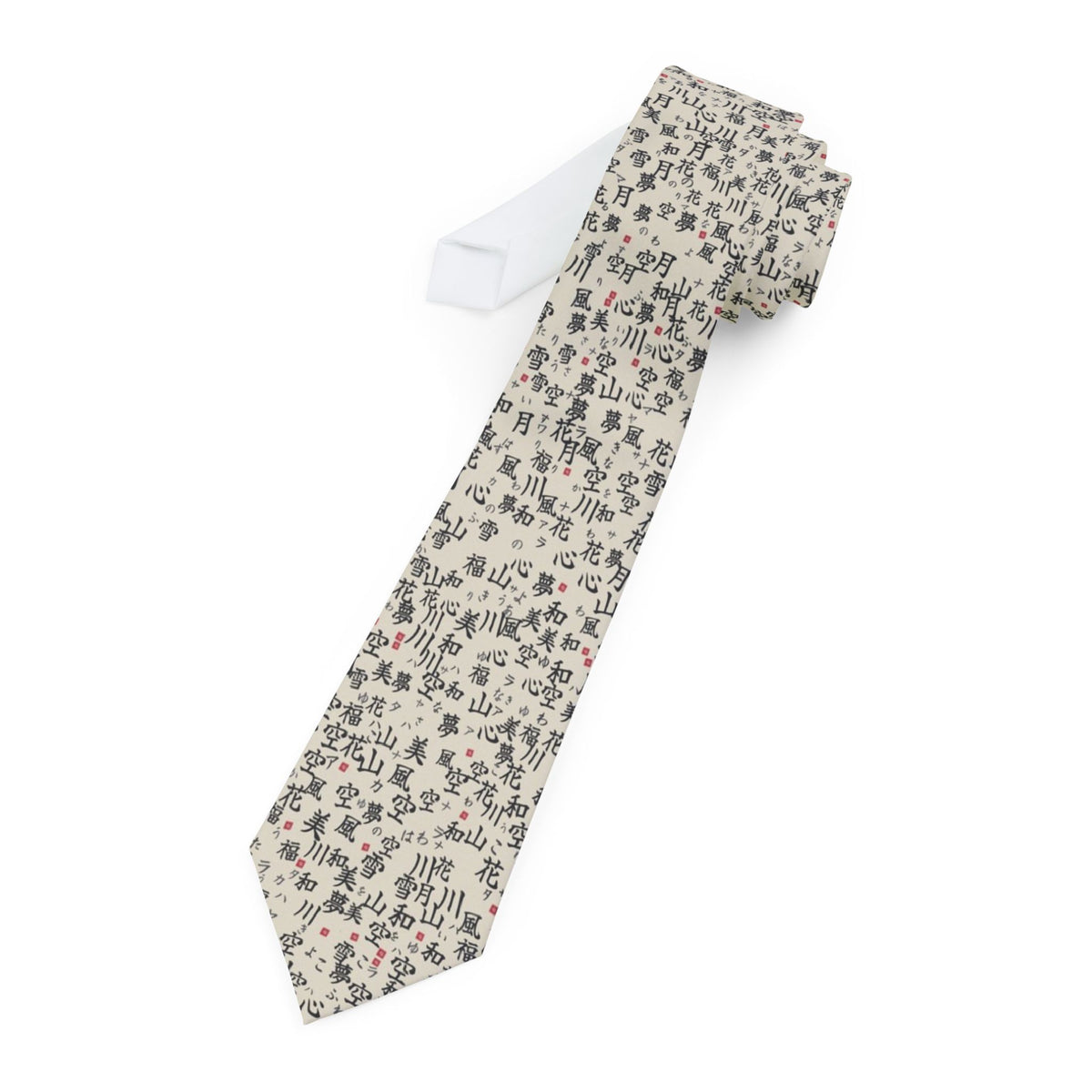 Opalinski Satin Edition - Washi Cream Japanese Calligraphy Tie