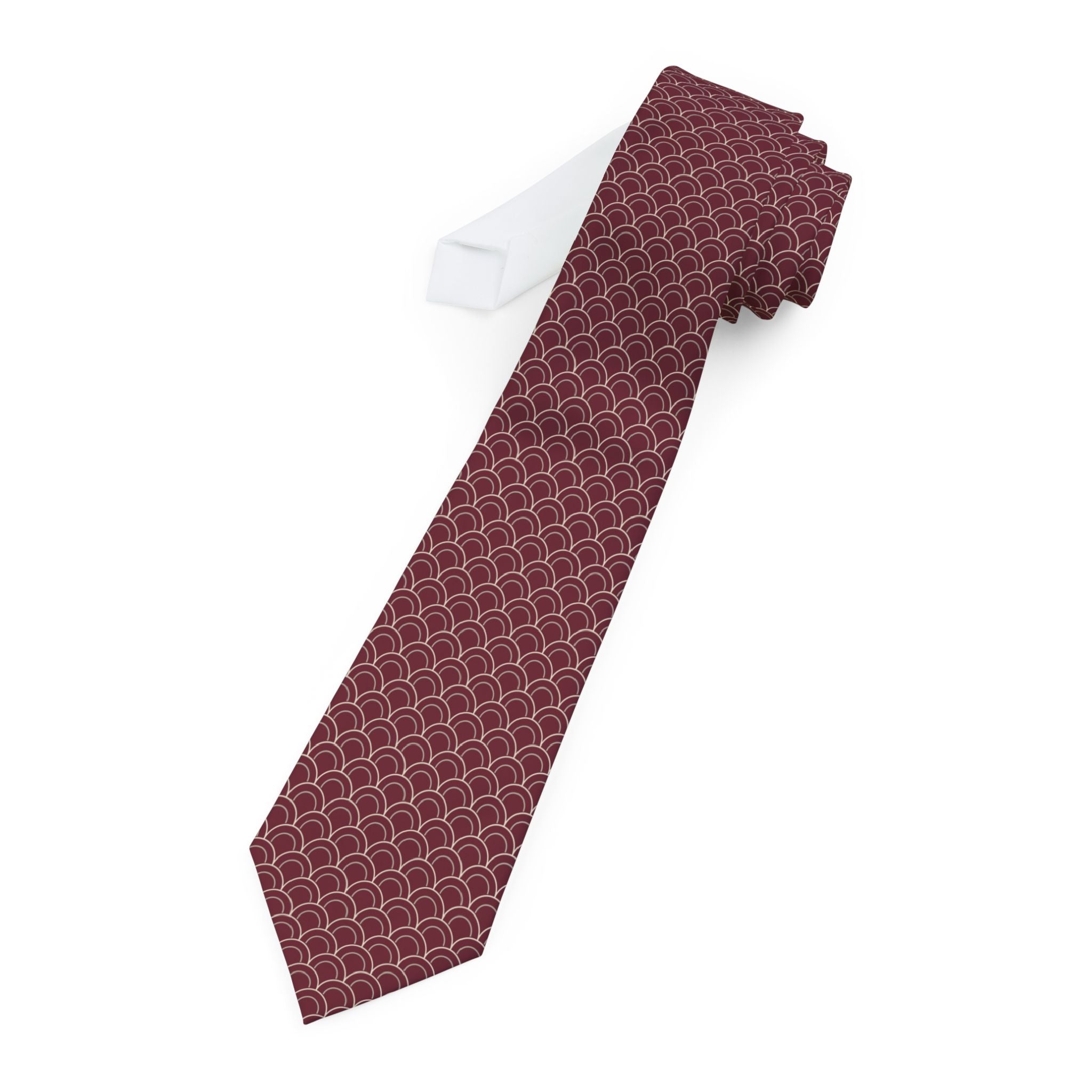Faucon Talisman Tie - Burgundy Cream Scallop Crest