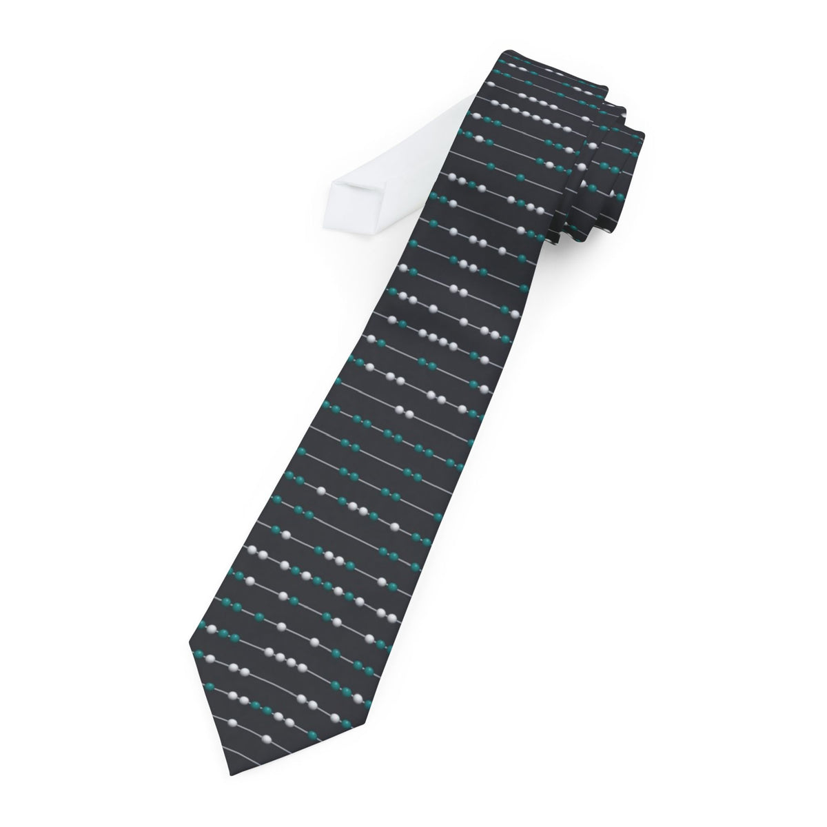 Ribbing Satin Edition - Charcoal & Teal Abacus Dot Tie