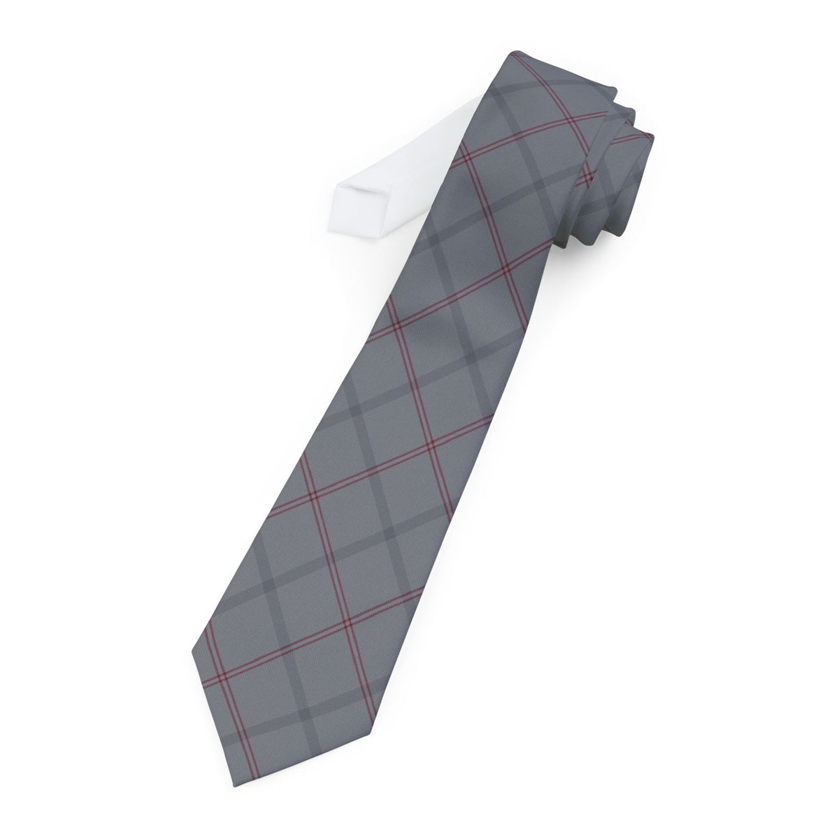Bentinck Satin Edition - Grey & Burgundy Windowpane Check Tie