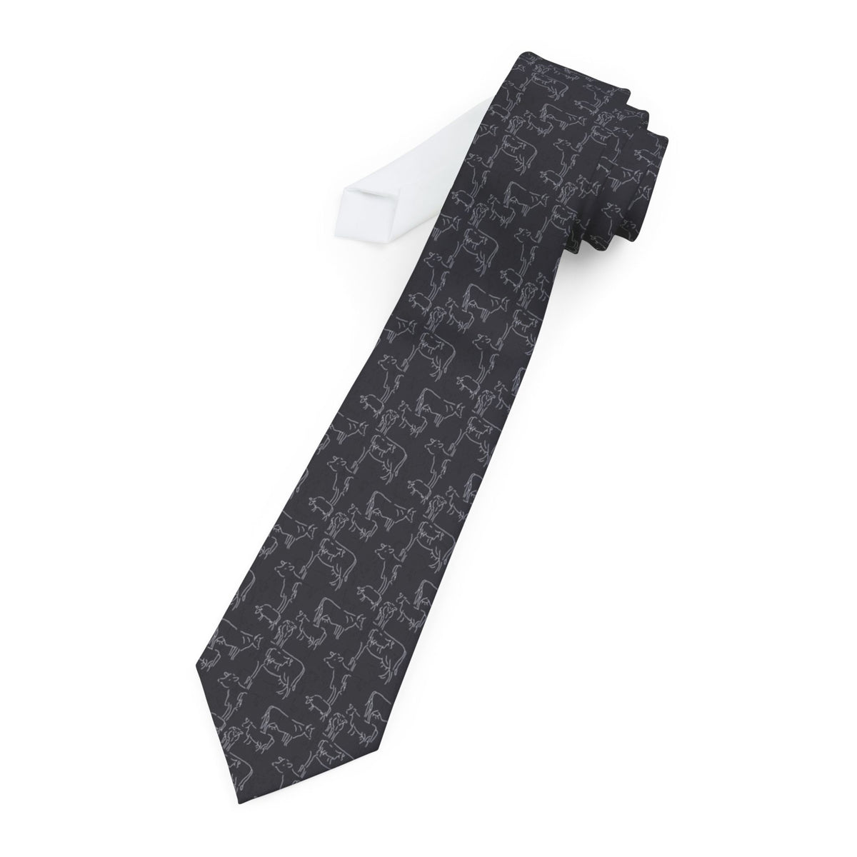 Beltrán Satin Edition - Charcoal & White Abstract Cow Tie