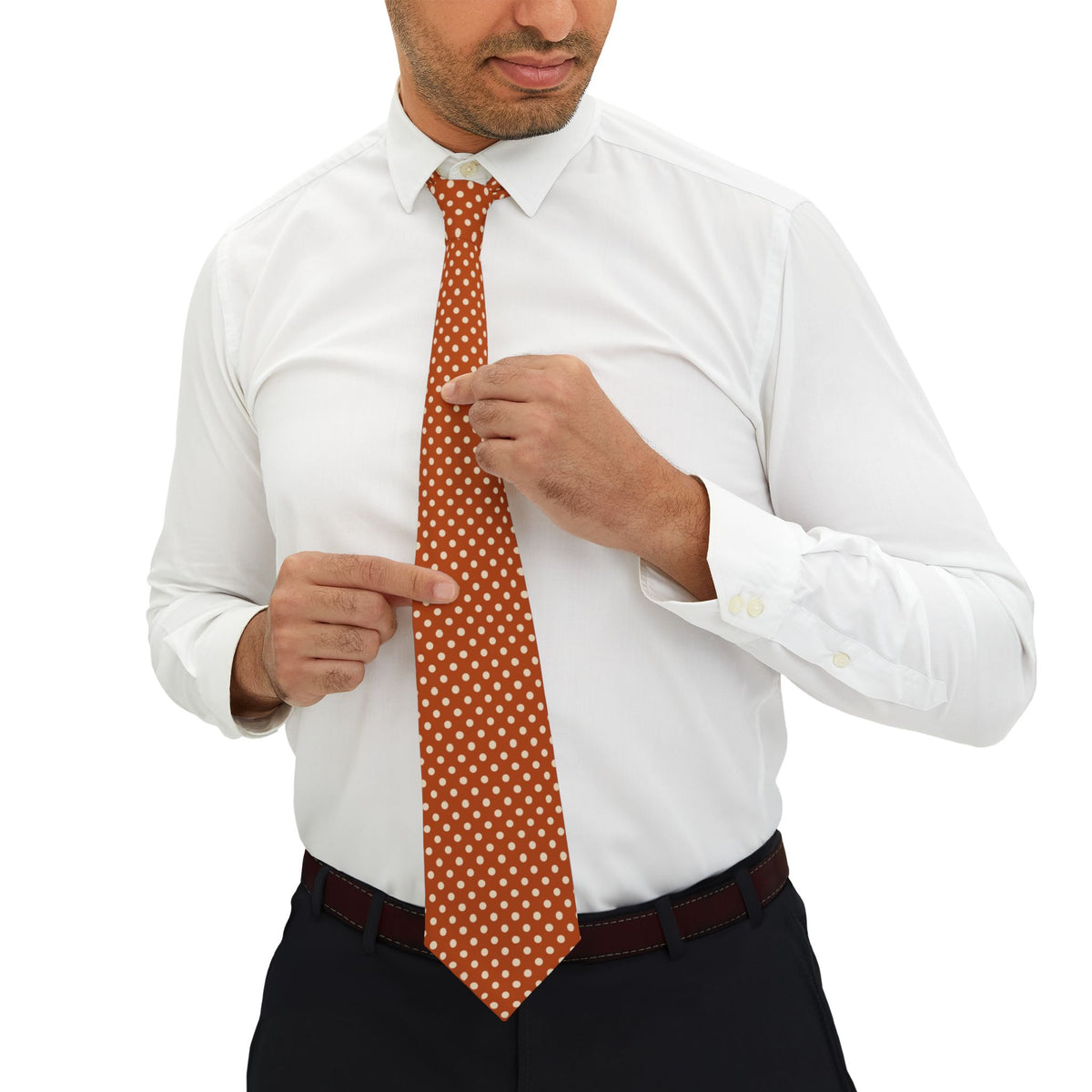 Foroglio Talisman Tie - Burnt Orange Cream Polka Dot
