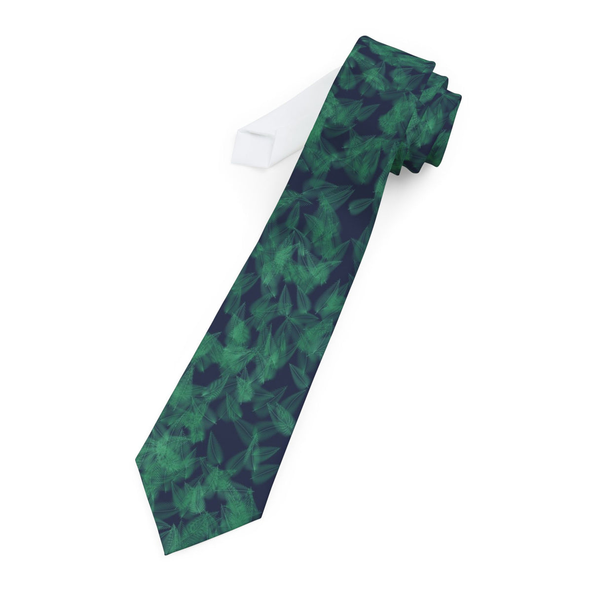 Kaas Satin Edition - Navy & Green Palm Frond Tie