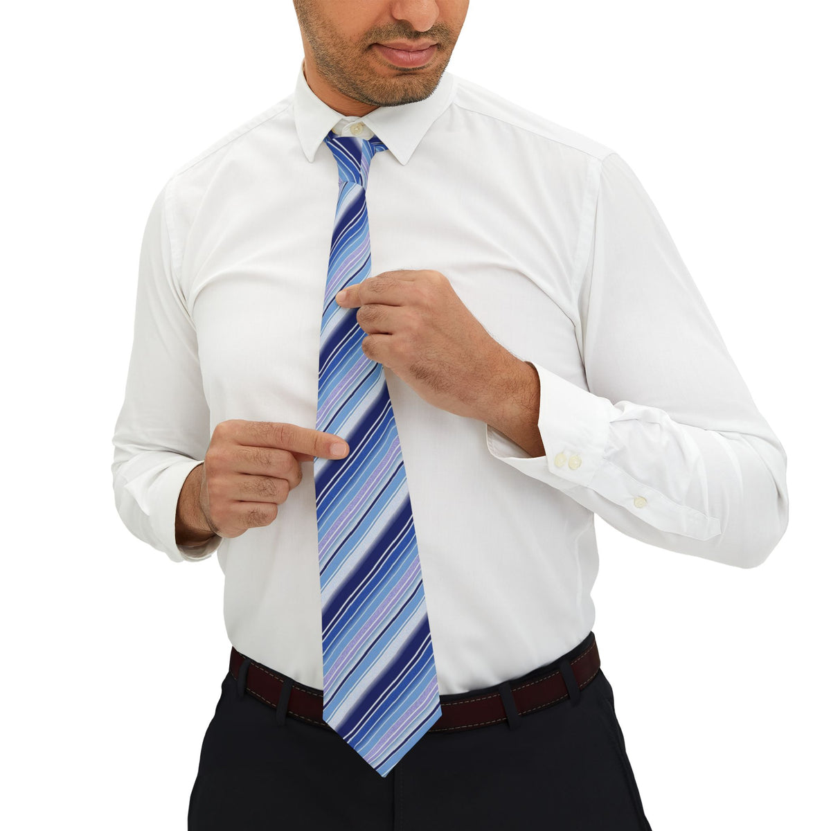 Kinsky Satin Edition - Navy, Sky & Lavender Satin Stripe Tie