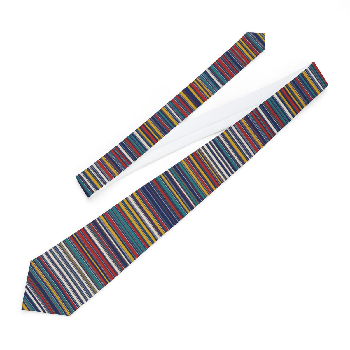 Viffert Satin Edition - Navy Multicolor Bayadere Stripe Tie