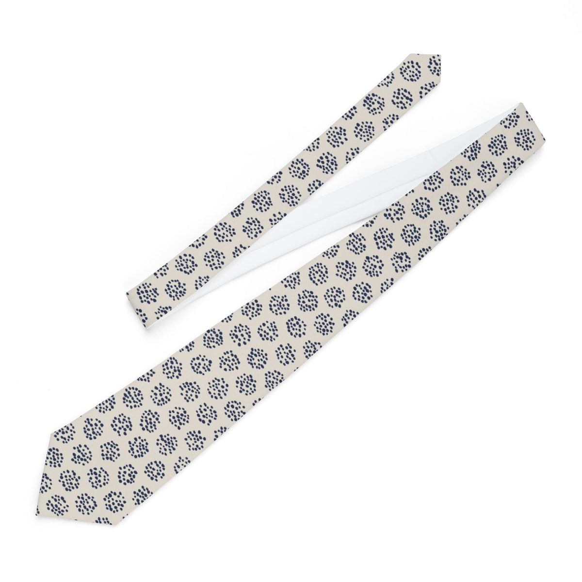 Maillé Satin Edition - Navy & Ivory Leopard Dot Tie