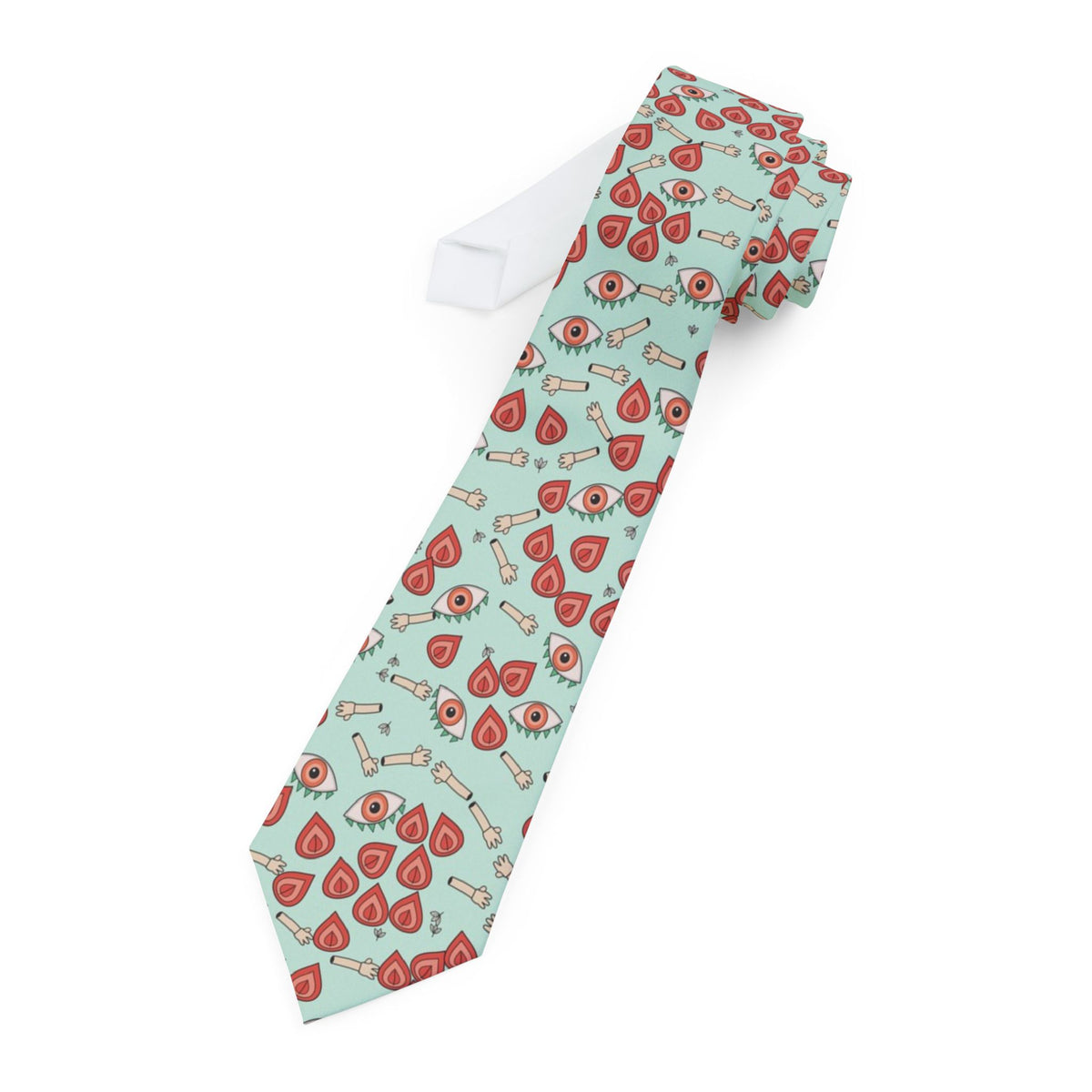 de Gontaut Satin Edition - Mint & Coral Abstract Tie