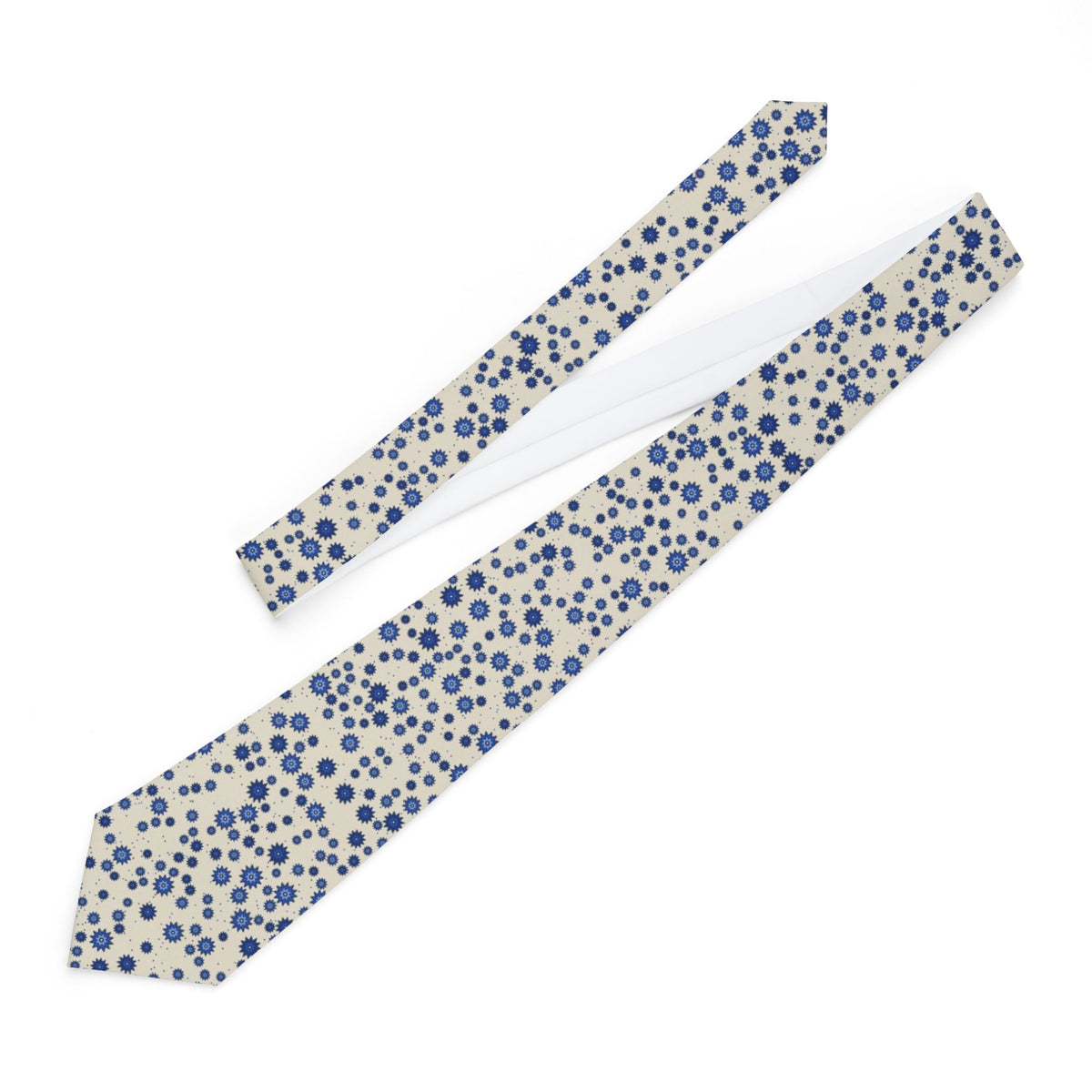Ginori Satin Edition - Cream & Blue Pop Art Floral Tie
