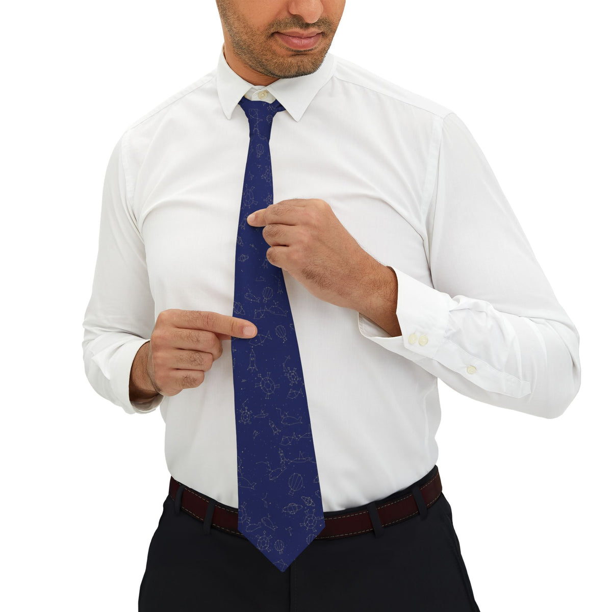 Bille Satin Edition - Navy & Tan Constellation Creatures Tie