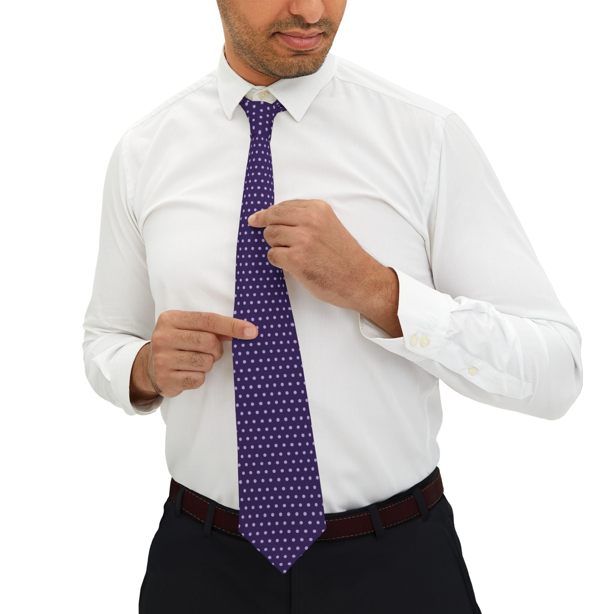 Iverness Talisman Tie - Deep Purple Lavender Pin Dot