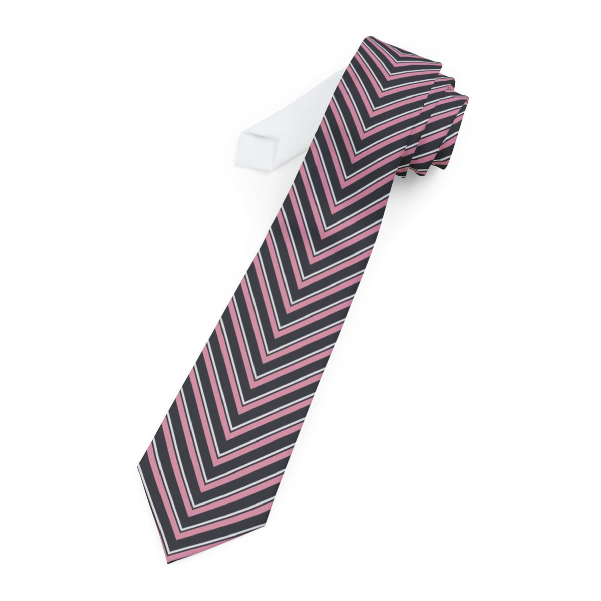 Klinckowström Satin Edition - Charcoal & Pink Mitered Stripe Tie