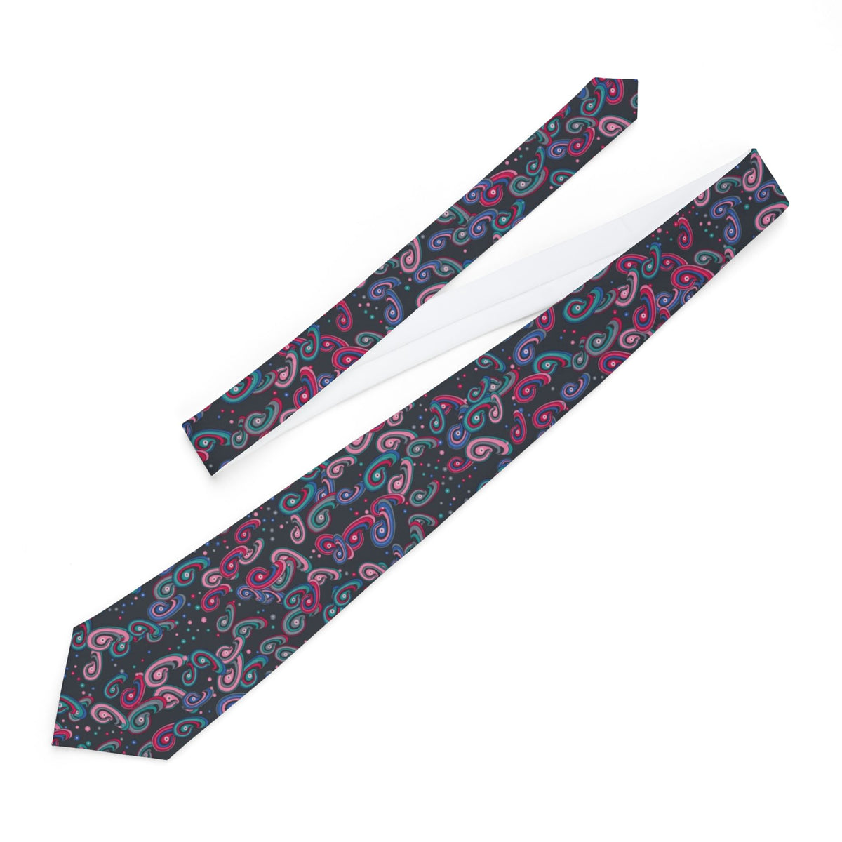 Ferretti Satin Edition - Charcoal & Fuchsia Feather Paisley Tie