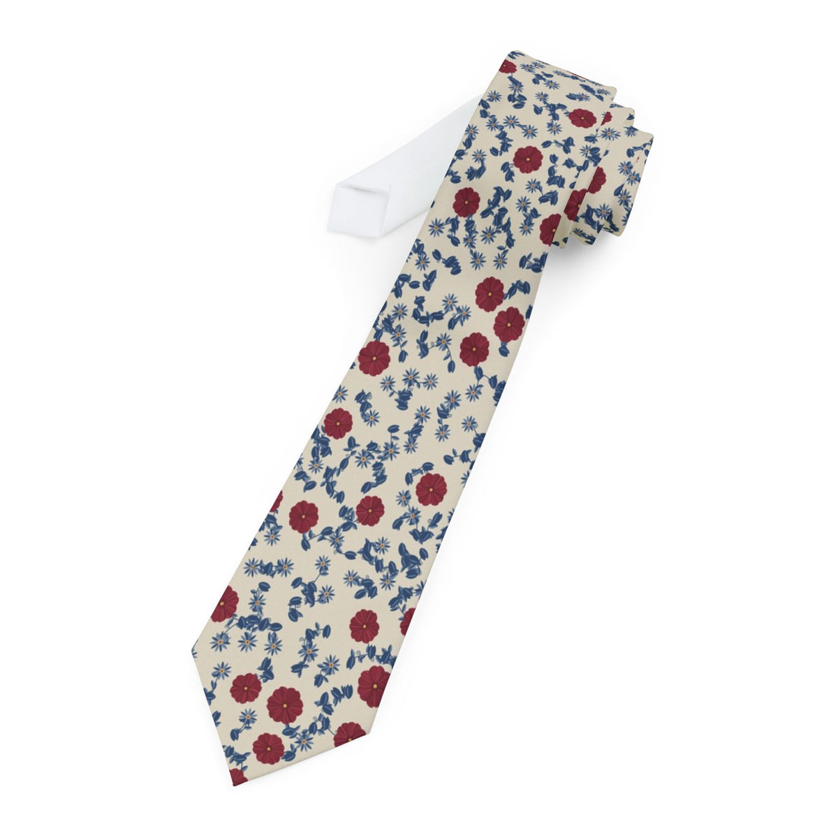 Moltke Satin Edition - Cream & Burgundy Poppy Vine Floral Tie