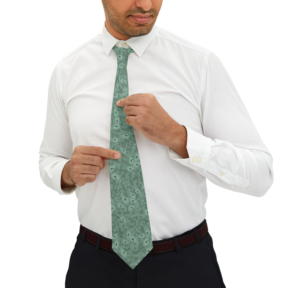Huitfeldt Satin Edition - Sage Beaded Paisley Tie