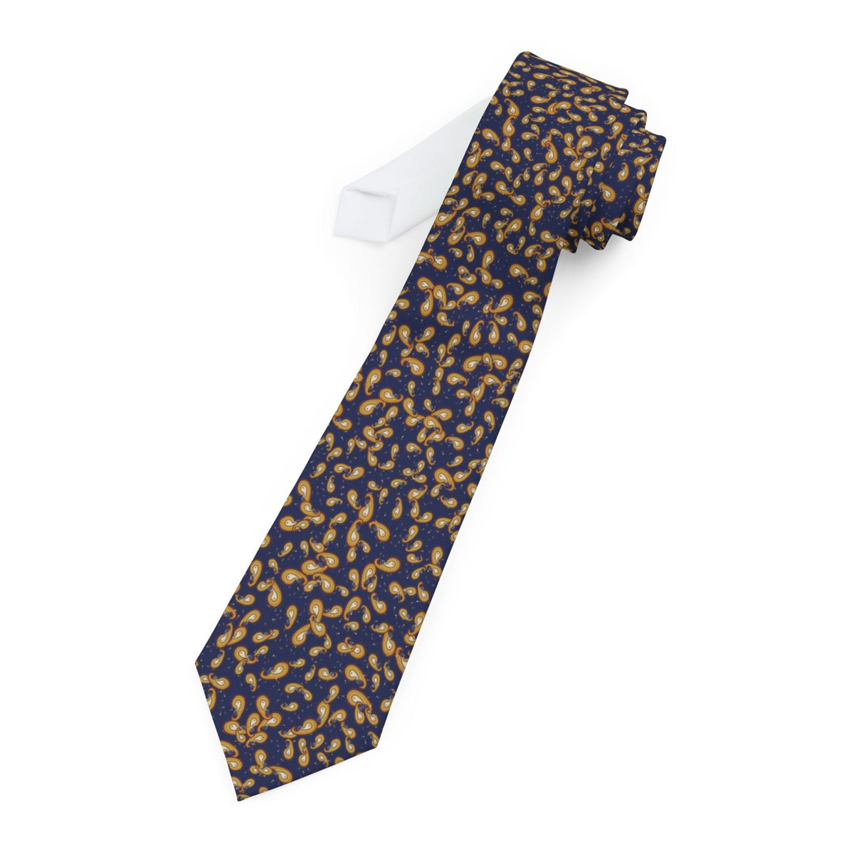 Bonzi Satin Edition - Navy & Gold Scattered Paisley Tie