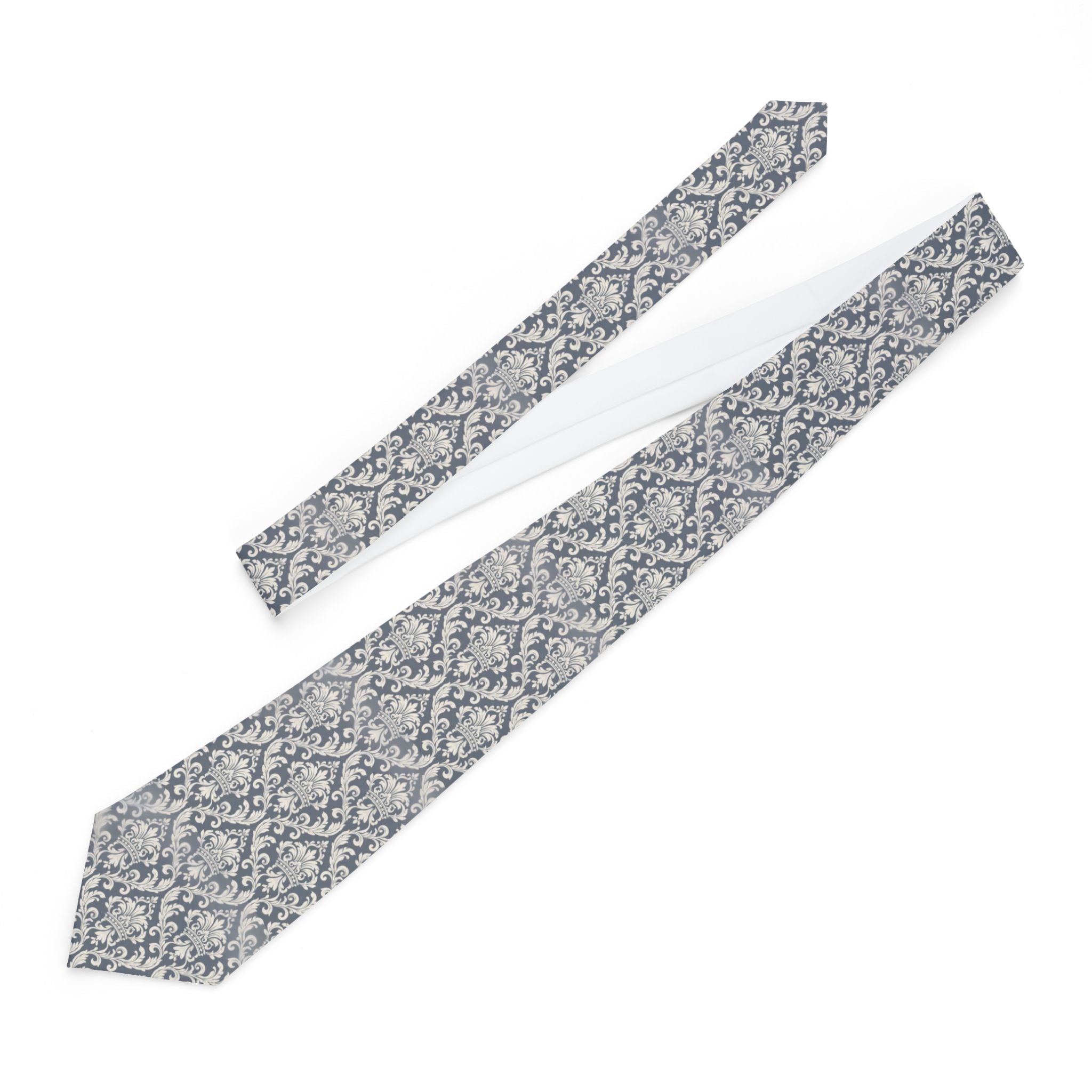 Ayer Talisman Tie - Slate Ivory Damask
