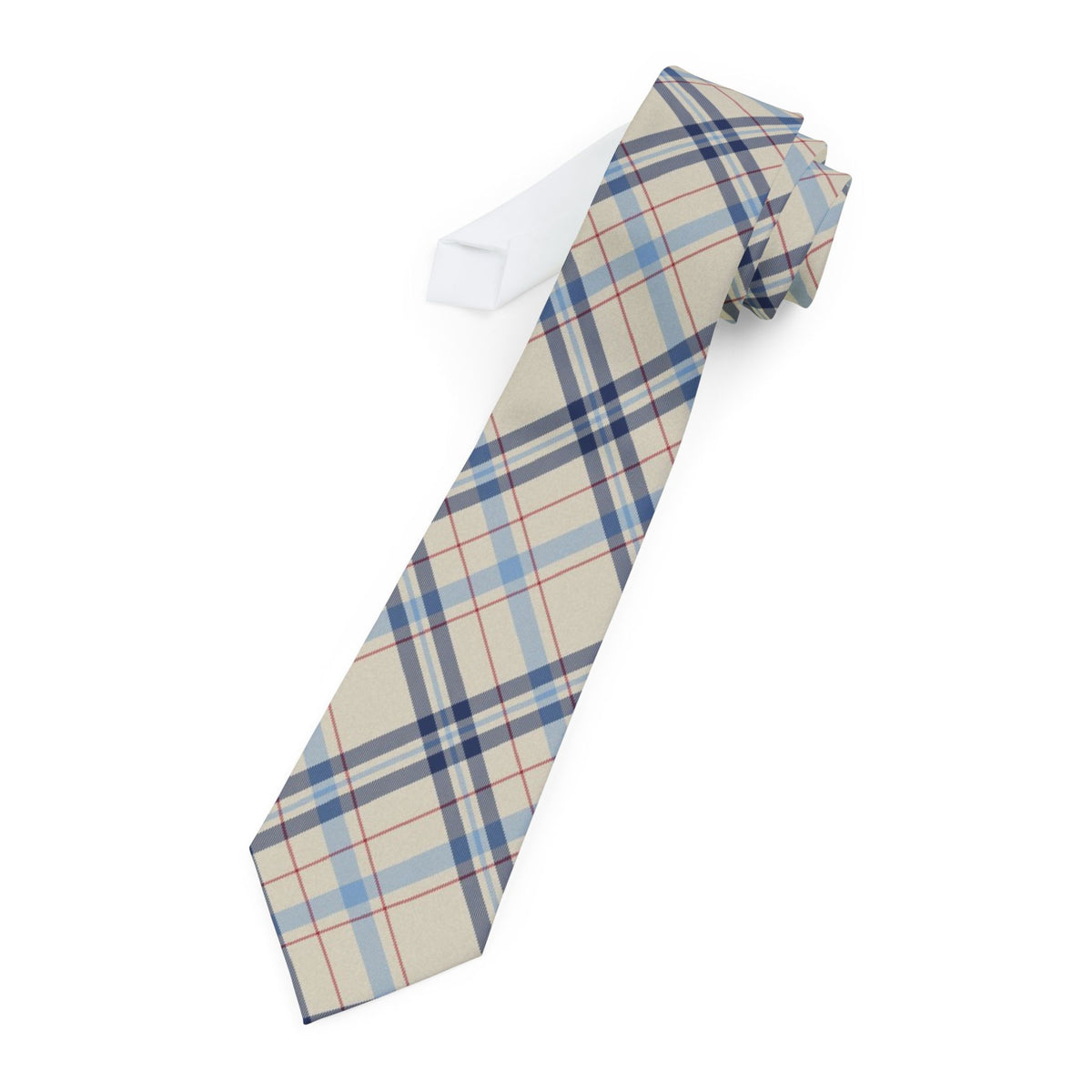 Fiennes Satin Edition - Ivory & Navy Archive Check Tie