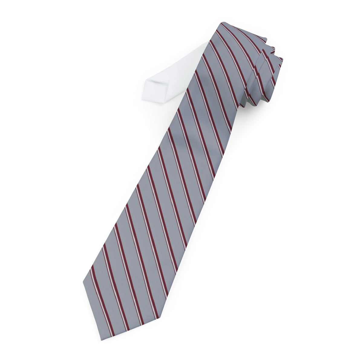Baglioni Satin Edition - Silver & Burgundy Triple Stripe Tie