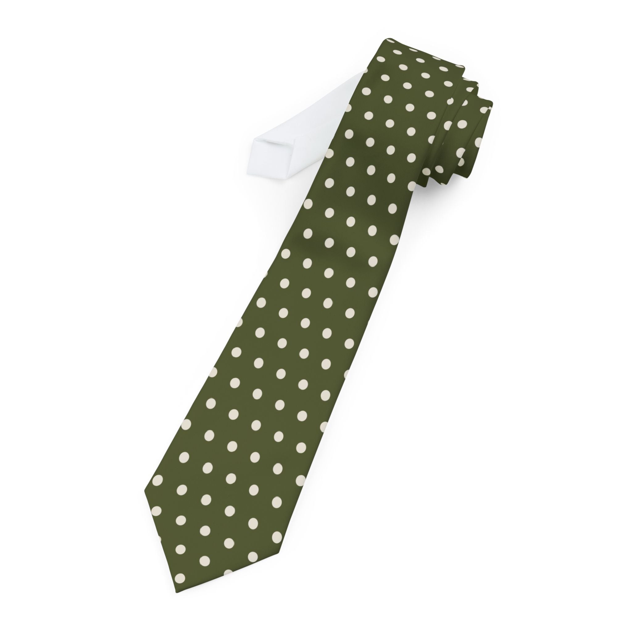 Gubbio Talisman Tie - Olive Cream Polka Dot