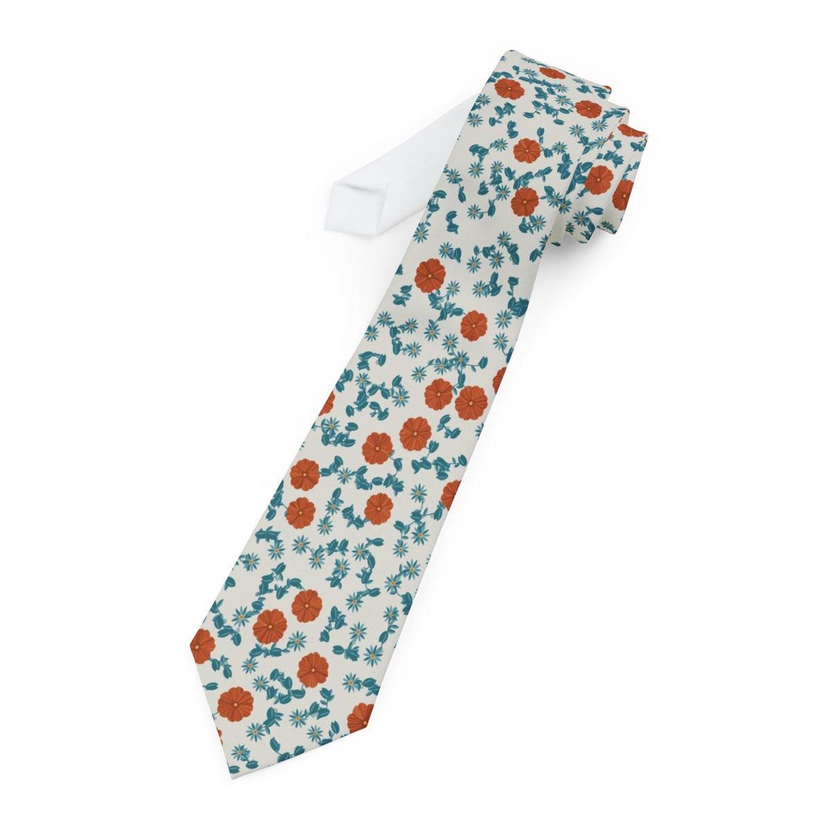 Moltke Satin Edition - Ivory & Rust Poppy Vine Floral Tie