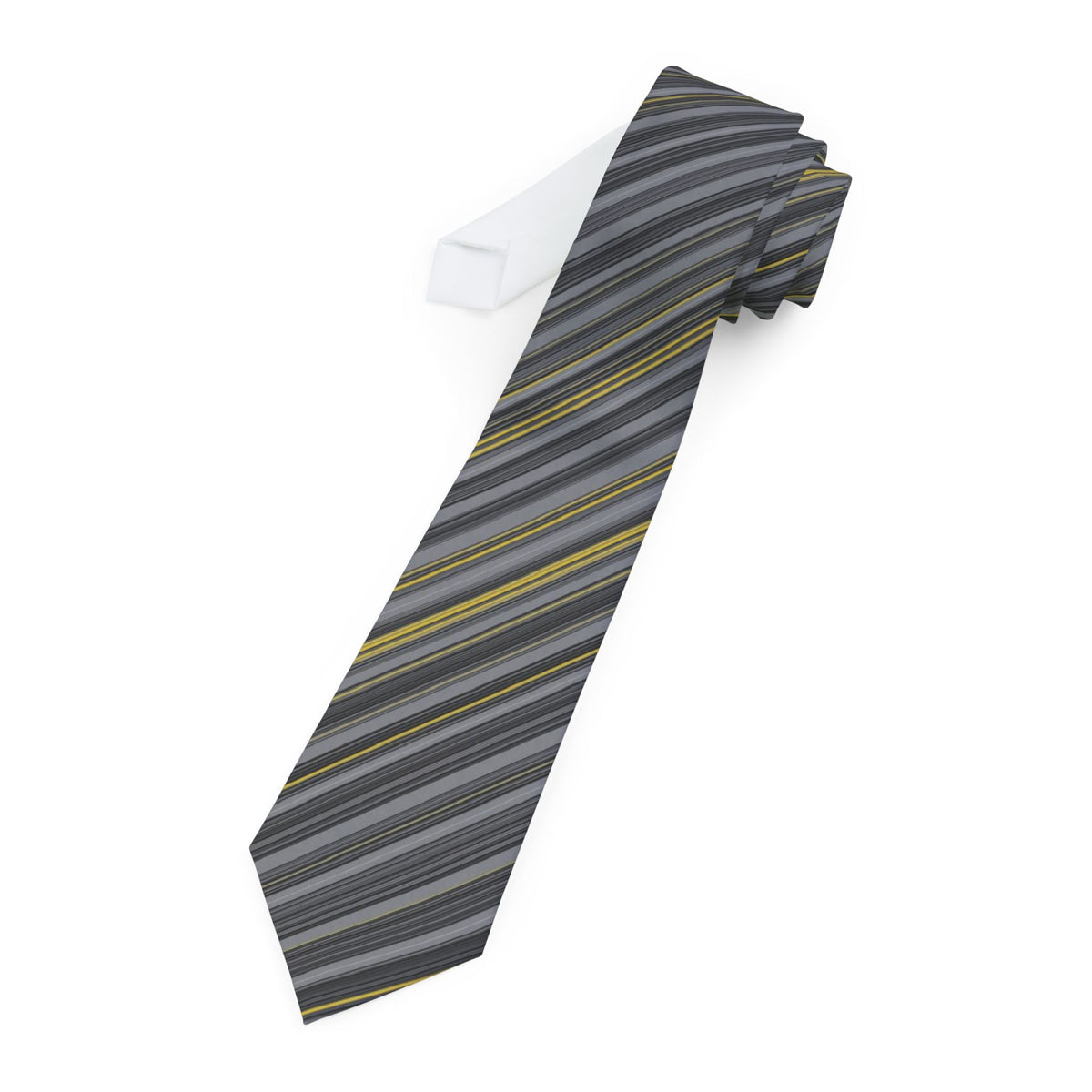 Gyldenlove Satin Edition - Grey & Yellow Barcode Stripe Tie