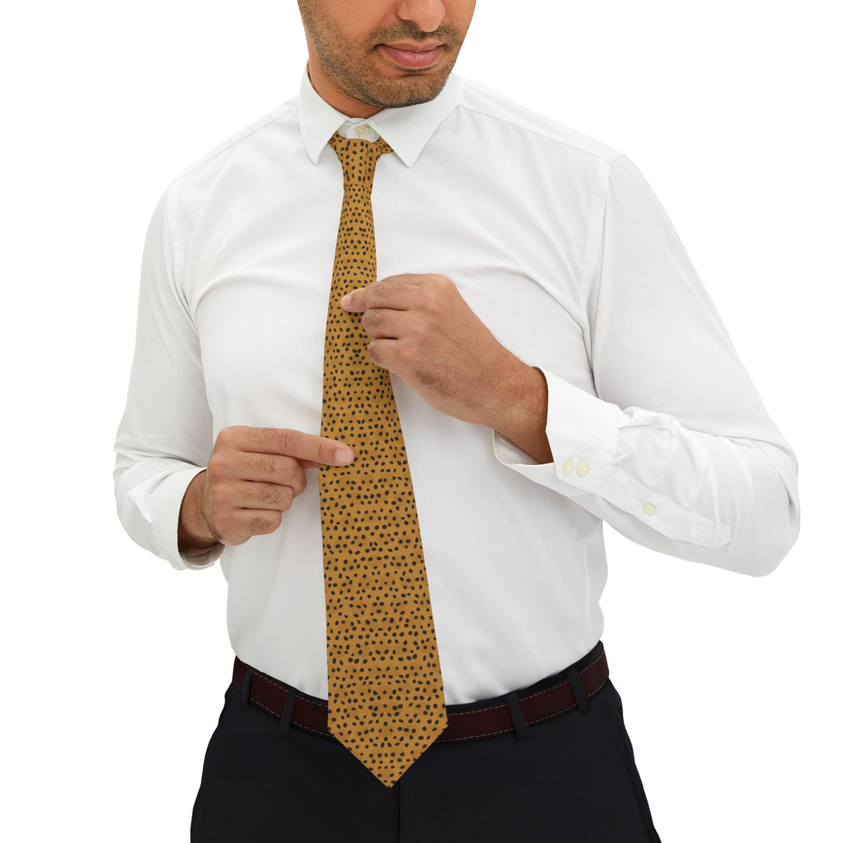 Kuefstein Satin Edition - Gold & Black Cheetah Tie – view 4