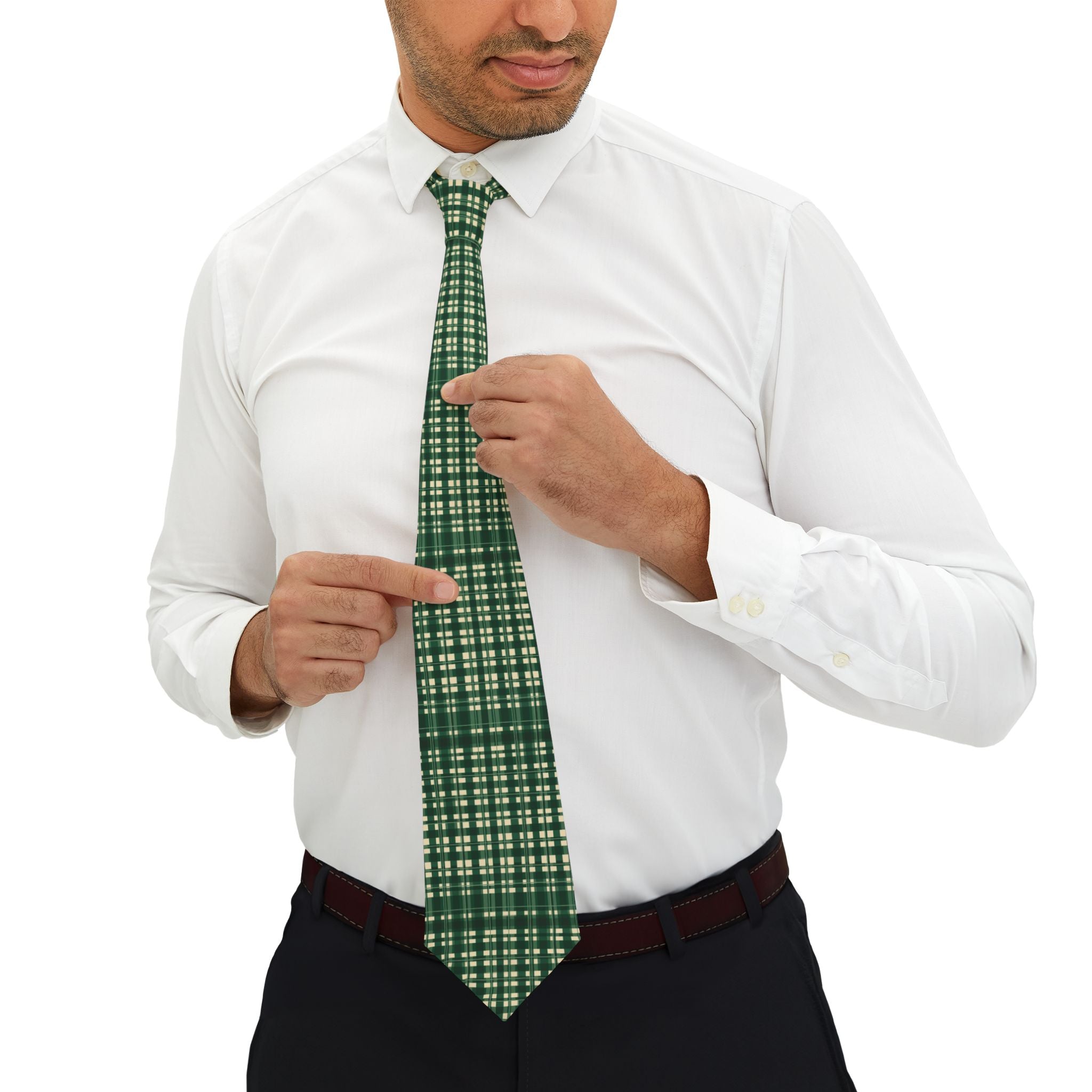 Chambord Talisman Tie - Forest Cream Tartan