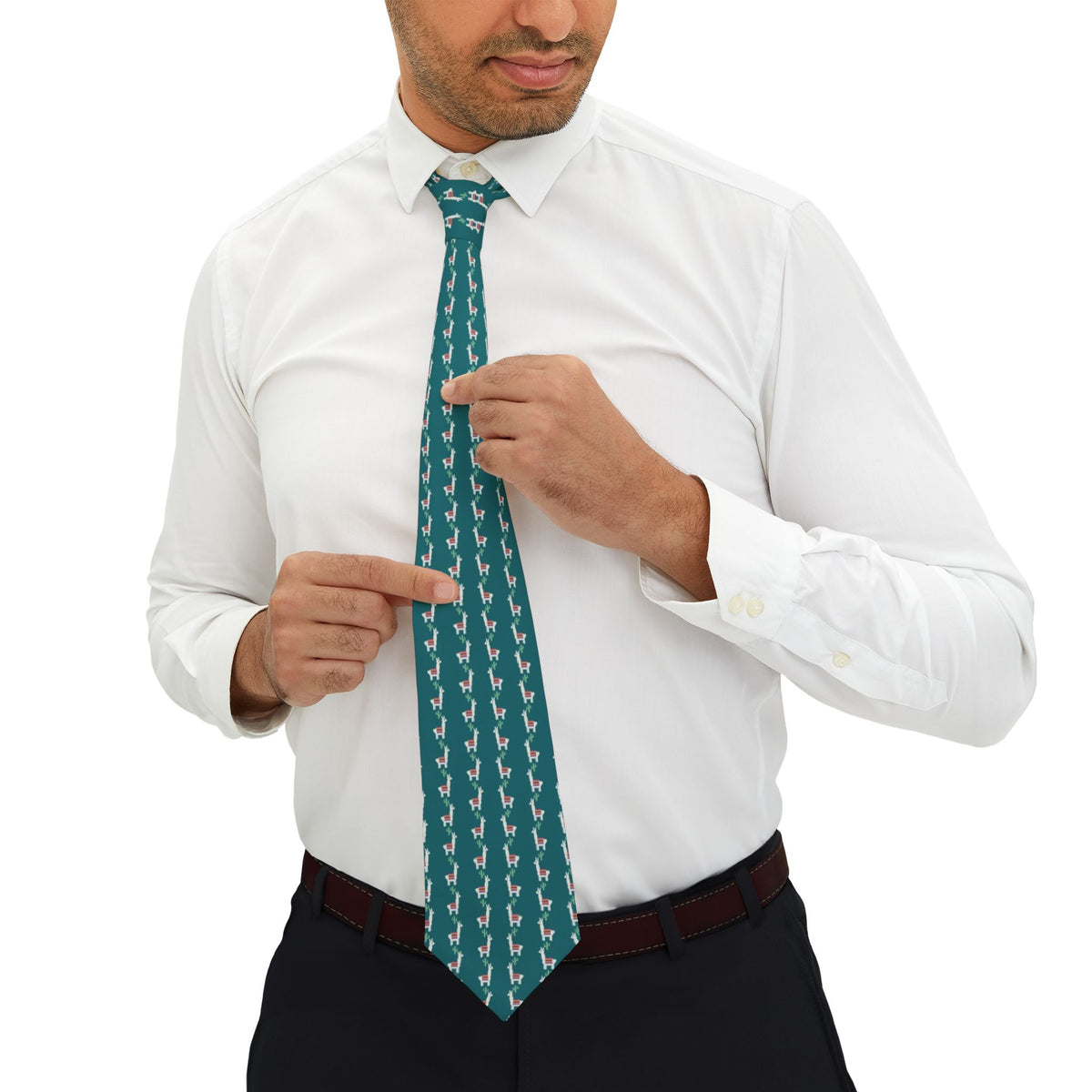 Erbach Satin Edition - Teal & White Llama Tie – view 4