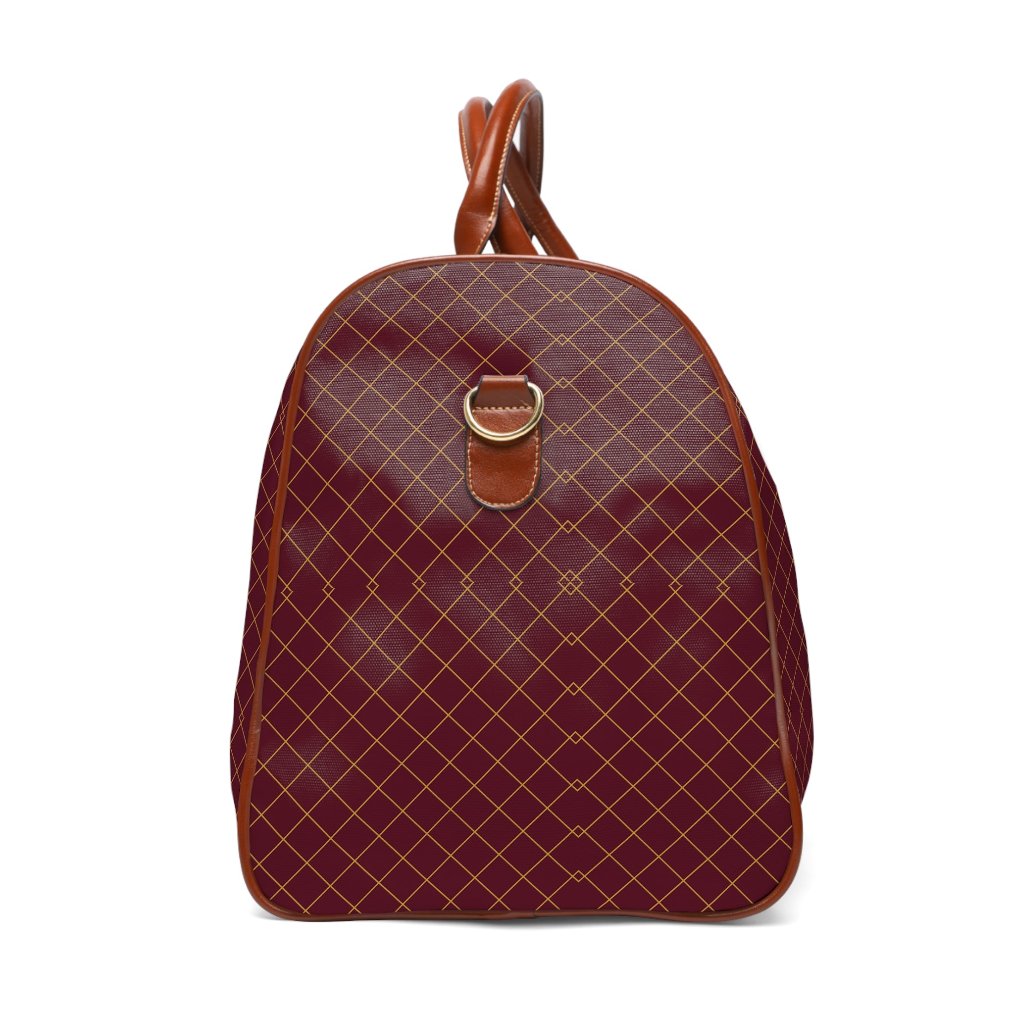 Entrevaux - Burgundy Gold Diamond Grid Travel Bag