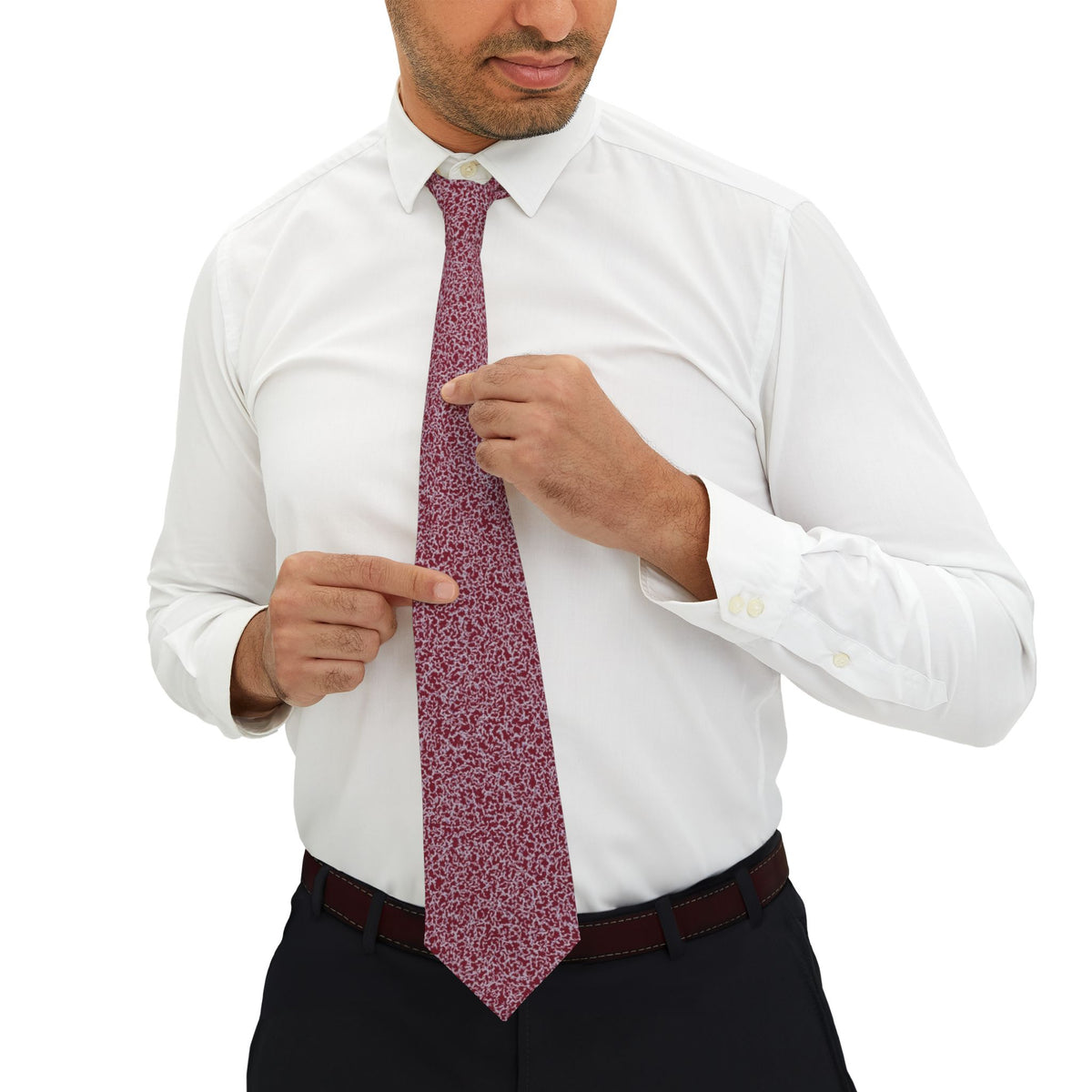 Lamoignon Satin Edition - Burgundy & Silver Baroque Scroll Tie