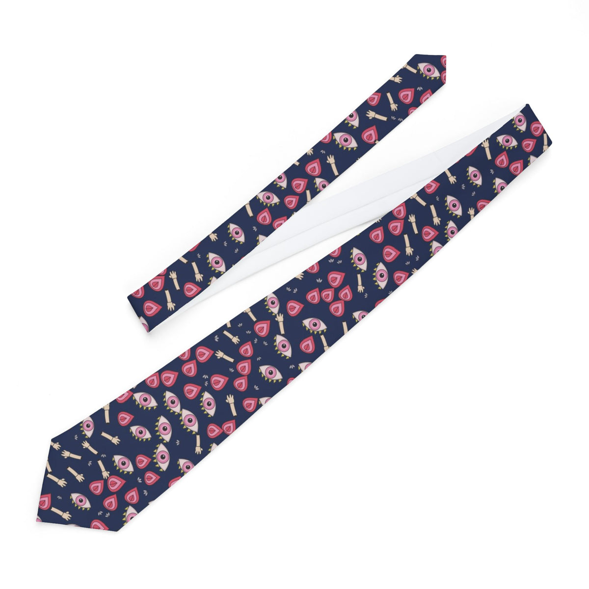 de Gontaut Satin Edition - Navy & Pink Abstract Tie