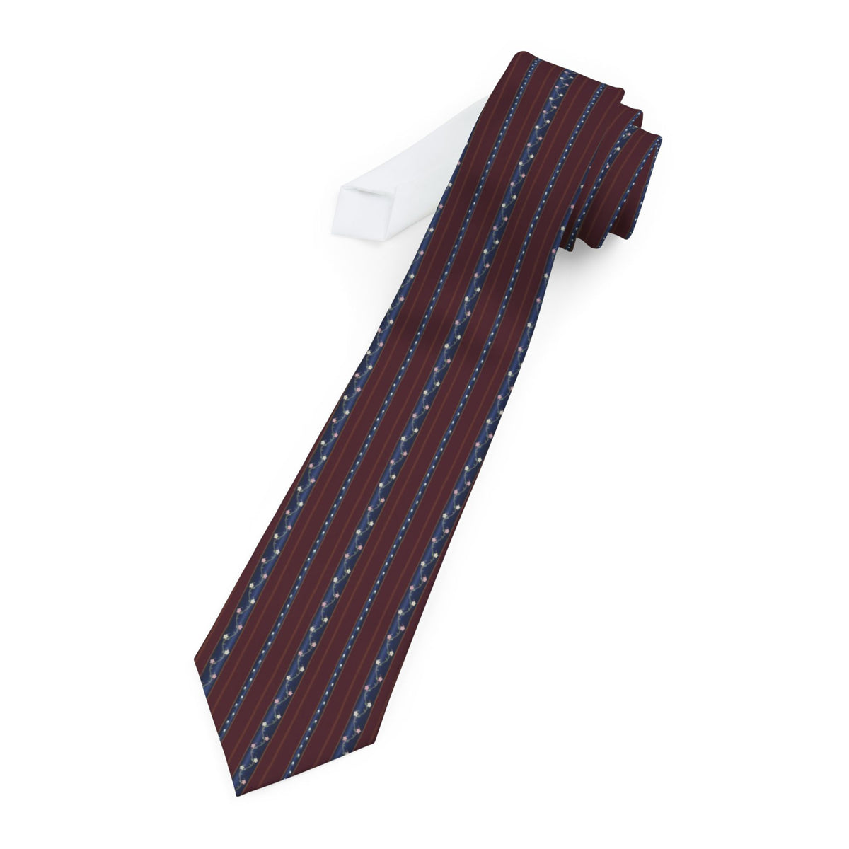 Keglevich Satin Edition - Burgundy & Navy Embroidered Stripe Tie