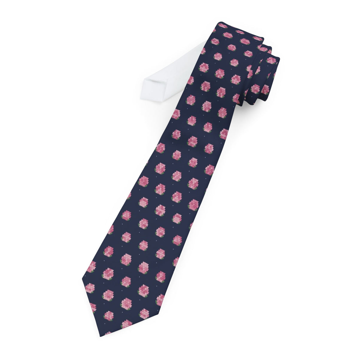 Lynden Satin Edition - Navy & Pink Hydrangea Tie