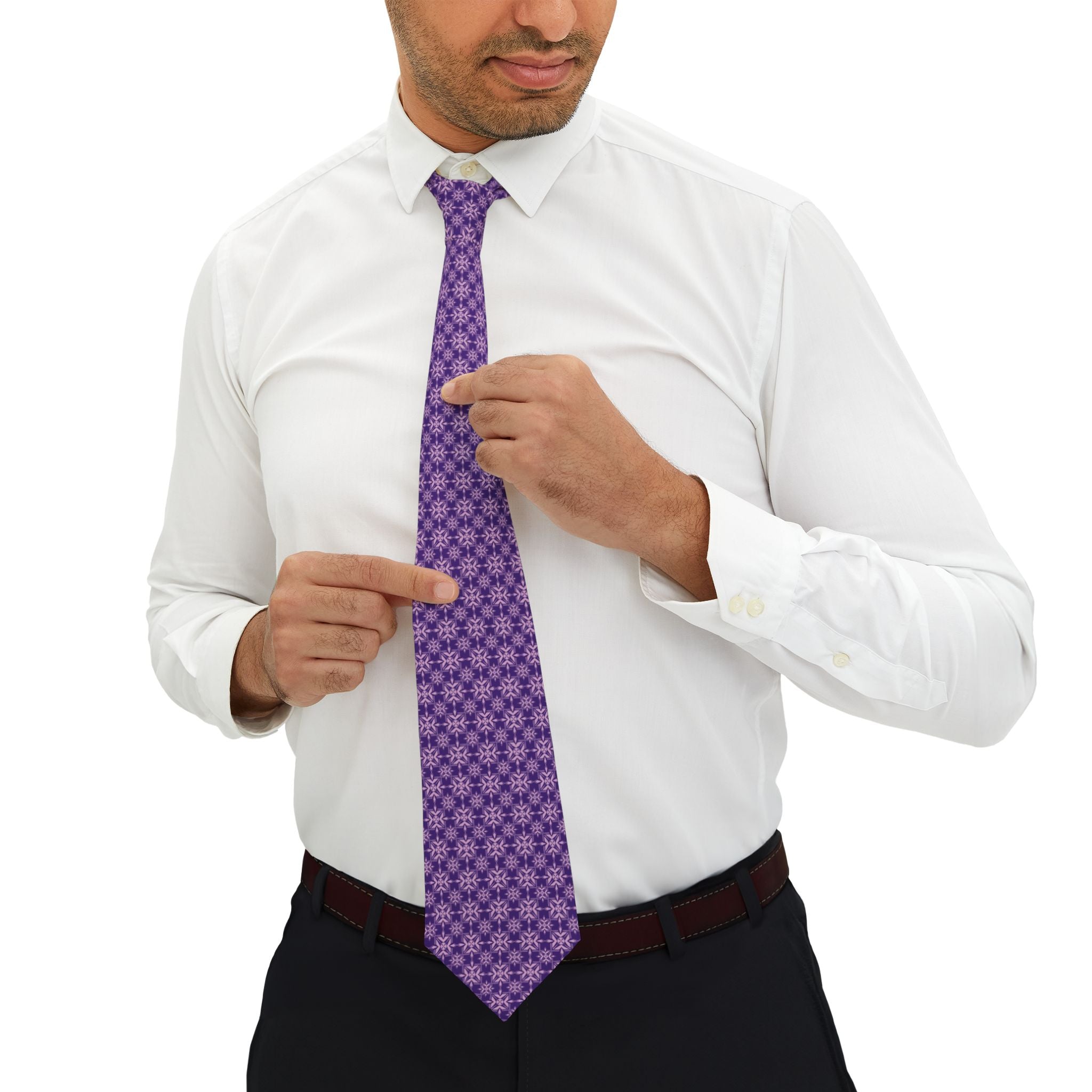 Purple Ornamental Floral Geometric Tie